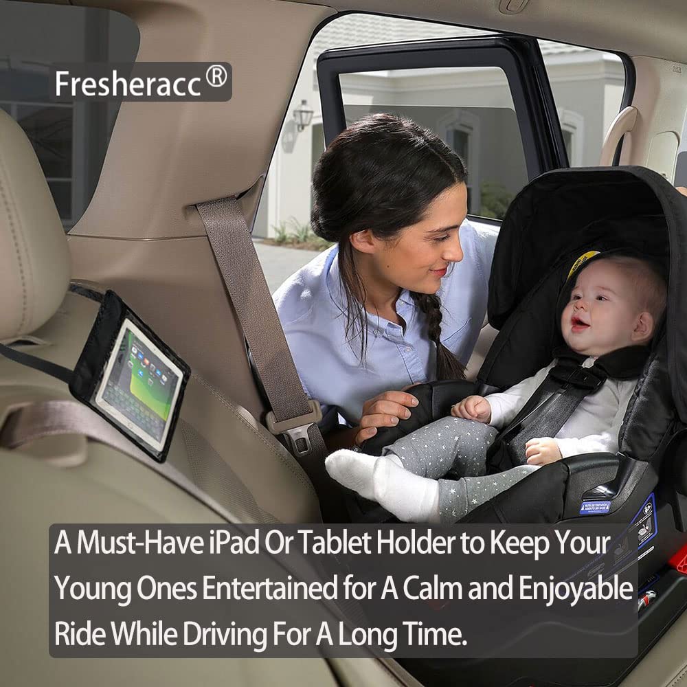 FresherAcc Car iPad Kindle Tablet Holder, Black, Lightweight & Washable, Fits Up to 10.5", Model LecaHol0912