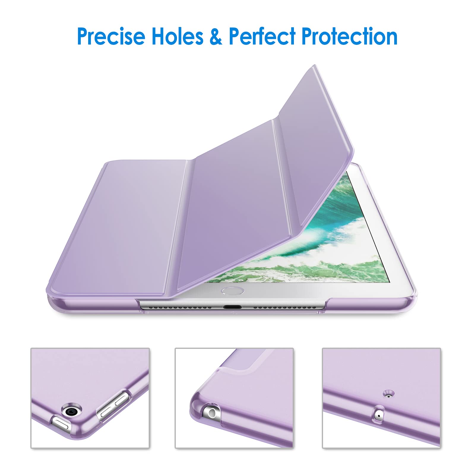 Jetech Case For Ipad (9.7-Inch, 2018/2017 Model, 6Th/5Th Generation), Smart Cover Auto Wake/Sleep (Light Purple)