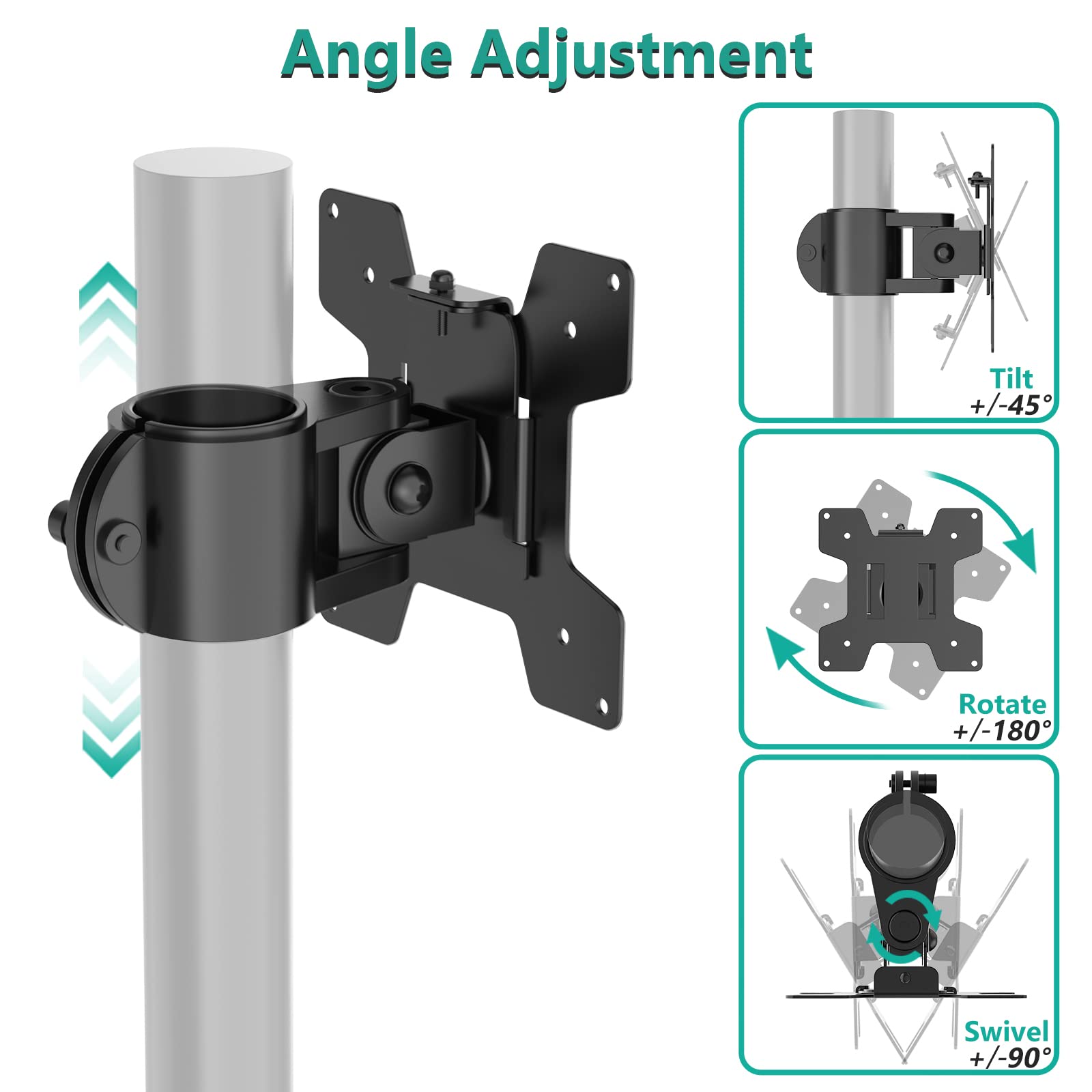 Wali Mounting Plate For Wali Monitor Mounting System, Mounting Holes 75 By 75 Mm And 100 By 100 Mm (Ves01), Black