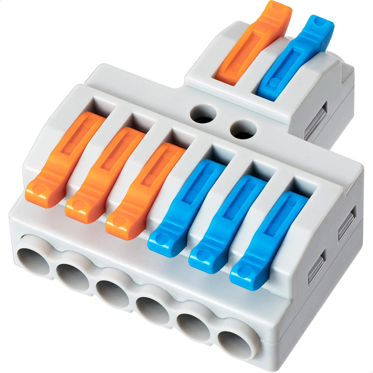 Gkeemars 10 Pcs Lever Wire Connectors, Quick Wiring Cable Connector Push In Conductor Terminal Block (2 In 6 Out)