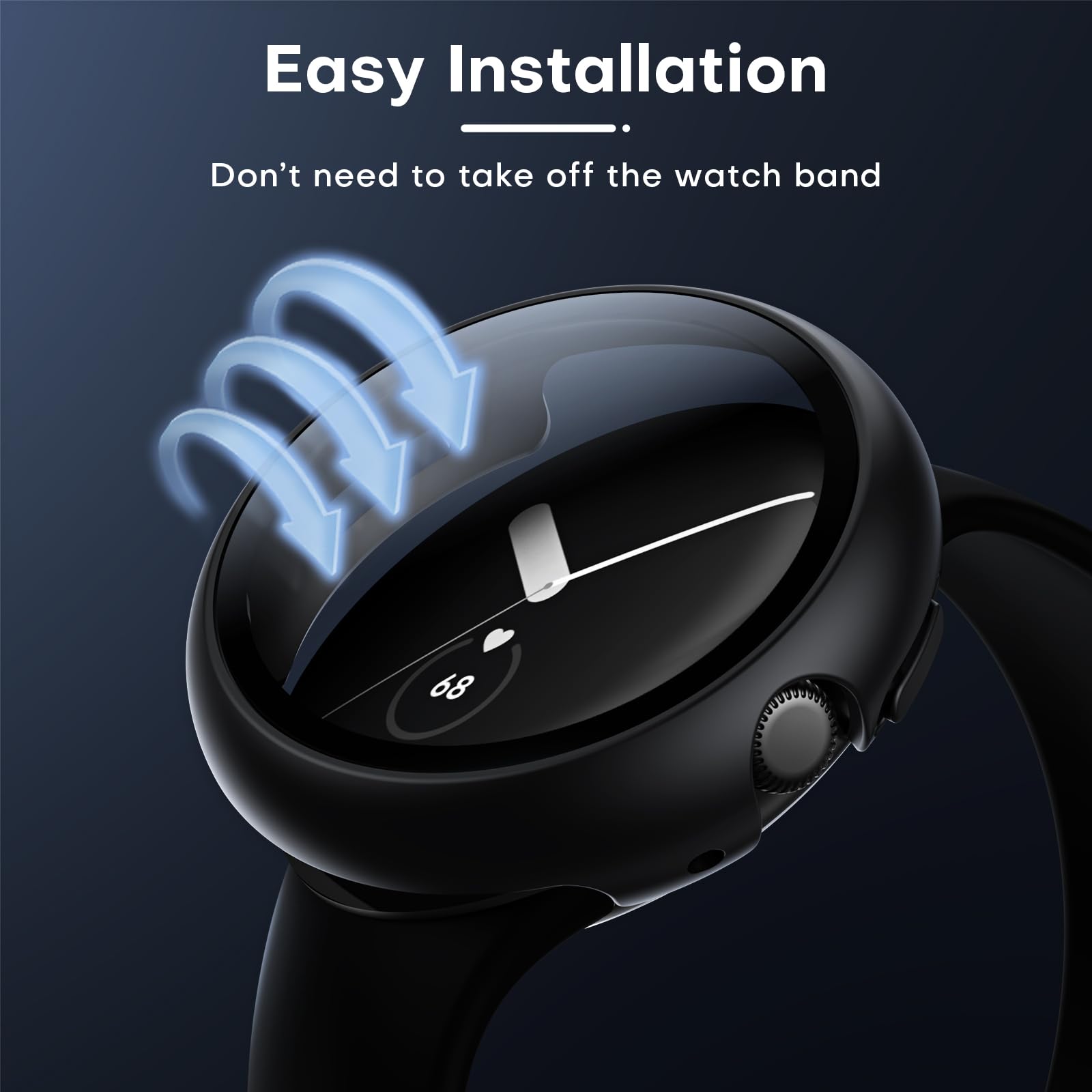 Tauri 2 Pack Hard Case Compatible For Pixel Watch 2 (2023)/ Pixel Watch With 9H Tempered Glass Screen Protector, [Touch Sensitiv