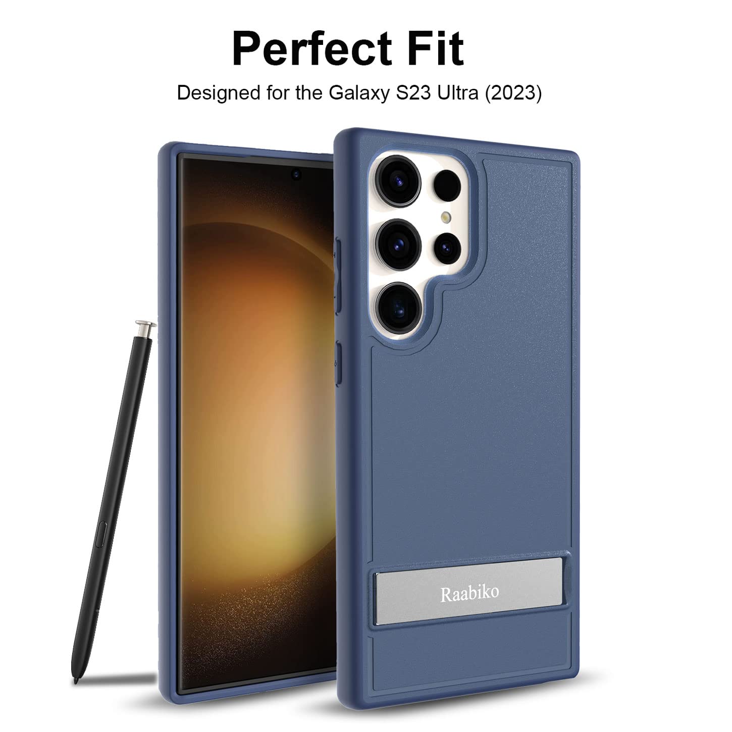 Raabiko Kickstand Case Samsung Galaxy S23 Ultra TPU Blue