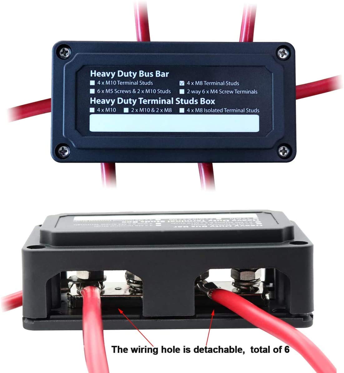 Gloaso 48V 300A Bus Bar 4X 3/8   (M10) Posts Terminals Blocks For High Voltage And Current For Car Marine Boat Rv Solar Applicat