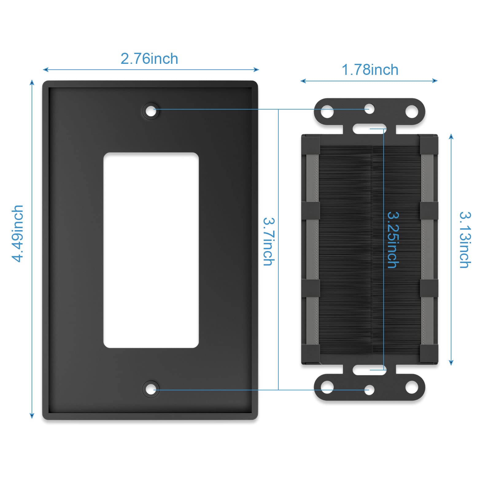 Iwillink Brush Wall Plate (10 Pack), Cable Pass Through Insert For Wires, Single Gang Cable Access Strap, Wall Socket For Hdtv,