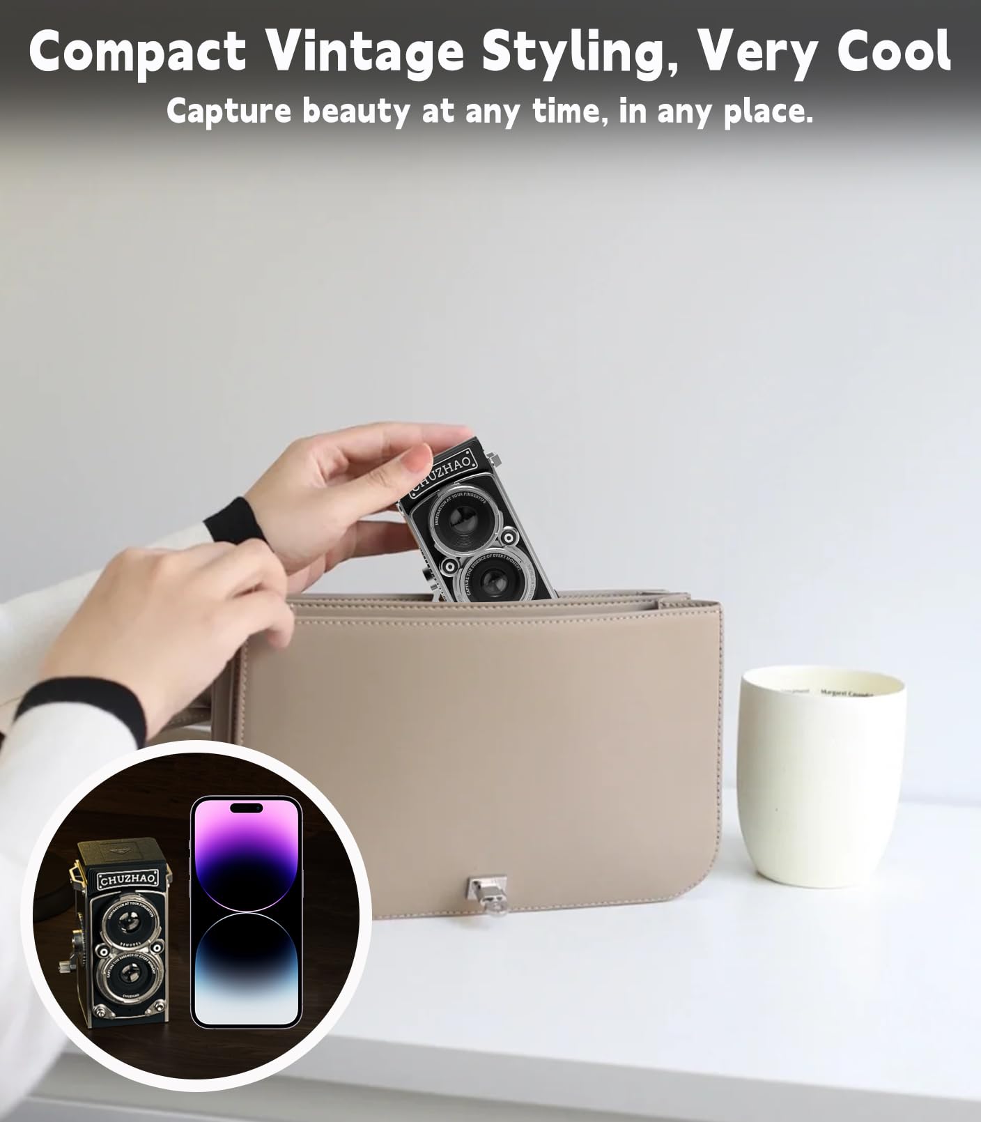 JOYTRIP CHUZHAO Vintage Mini Digital Camera, 12MP Autofocus, Compact, Black, Model M1, 1080P FHD Video, Ideal for Beginners and Teens
