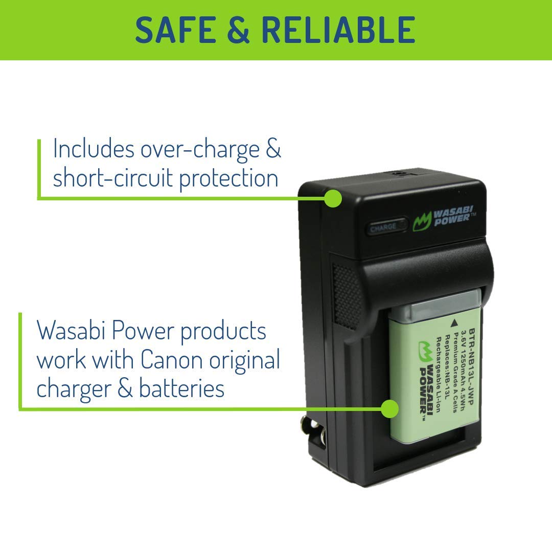 Wasabi Power Nb 13L Battery (2 Pack) And Charger For Canon Powershot G1 X Mark Iii, G5 X, G5 X Mark Ii, G7 X, G7 X Mark Ii, G7 X