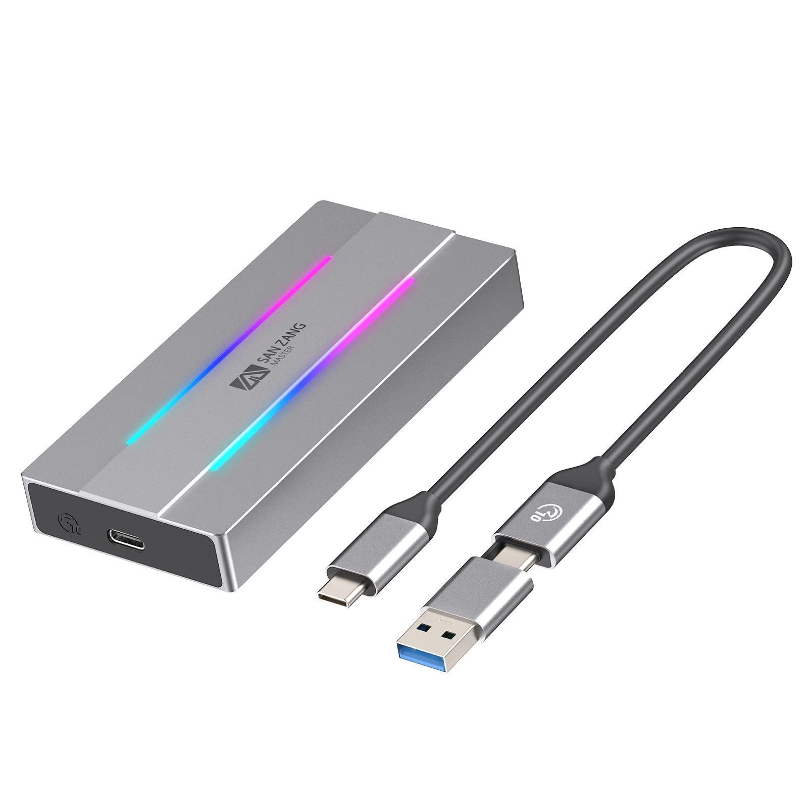 Rgb M.2 Nvme Ssd Enclosure For Gaming, Usb 3.1 Gen 2(10 Gbps) Type C To Ngff Nvme Pcie M Key(B&M Key) External Solid State Drive