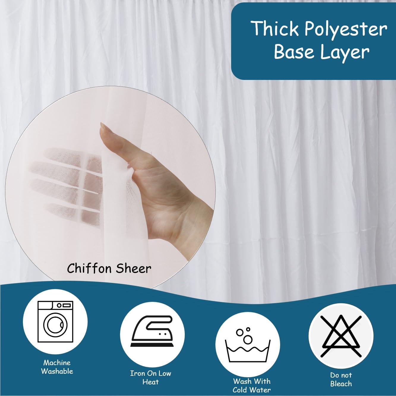 Urby Two Layers Backdrop Made With One Piece Chiffon Tulle & Polyester For Professional Extra Wide Blackout Curtains (White, 20