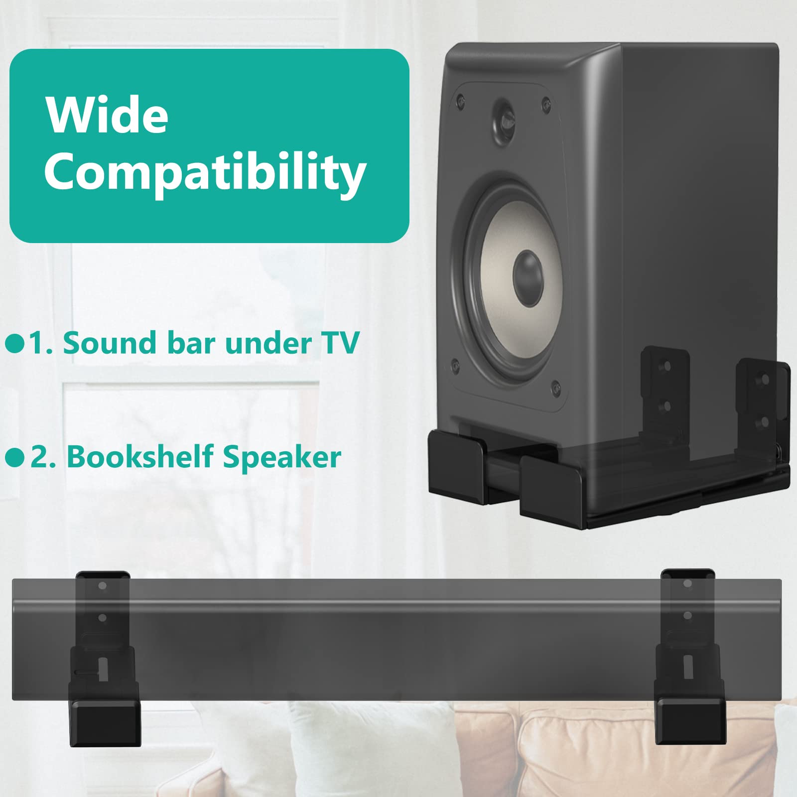 Wall Mount Channel Wali Universal Soundbar Wall Mount, Center Channel Speaker Wall Mount ...