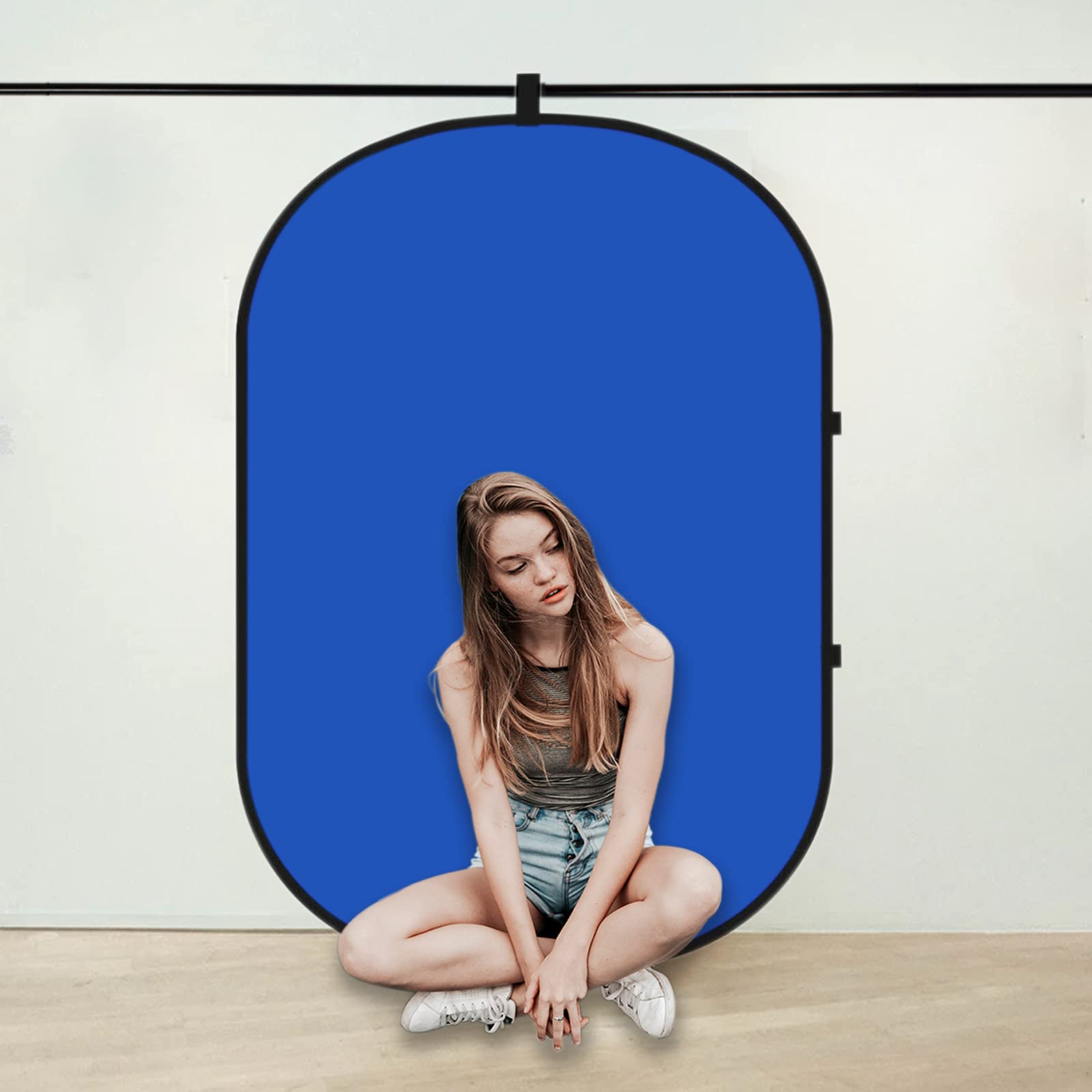 Fotoconic Chromakey Blue/Gray Screen Collapsible Backdrop, 5'X7'/150X200Cm Chroma Key Double Sided Pop Out Twist Background, Fol