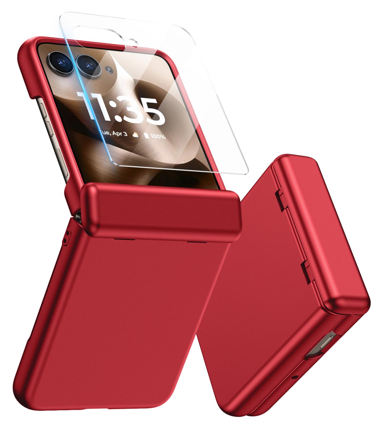 MAKAVO for Motorola Razr Ultra 2025 Case, Built-in Outer Screen Protector & Hinge Protection, Slim Fit Hard Full Body Shockproof