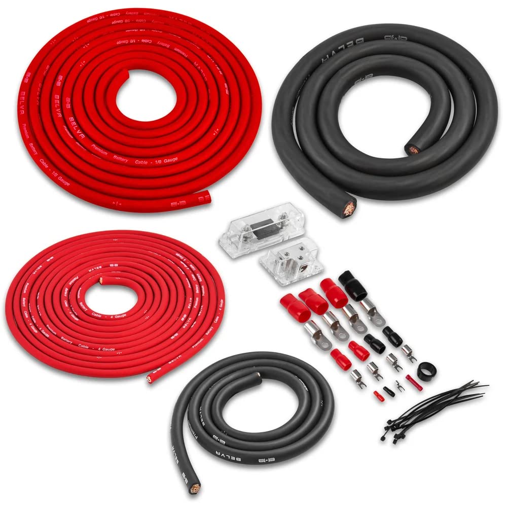 Belva True 1/0 Gauge Awg Premium Cca Dual Amplifier Wiring Kit Without Rca Cable   Bpk0D Red