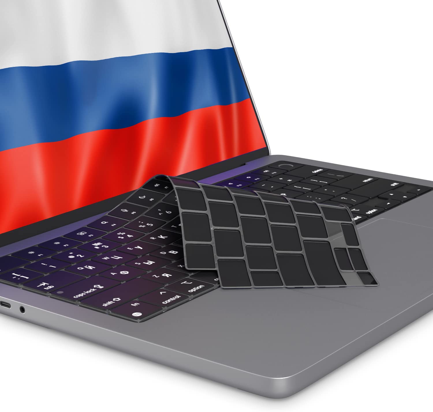 Kuzy Russian Macbook Pro Keyboard Cover 2024 2023 2022 14 Inch 16 Inch M3 M1 M2 Macbook Air Keyboard Cover 15 Inch 13.6 Inch Sil