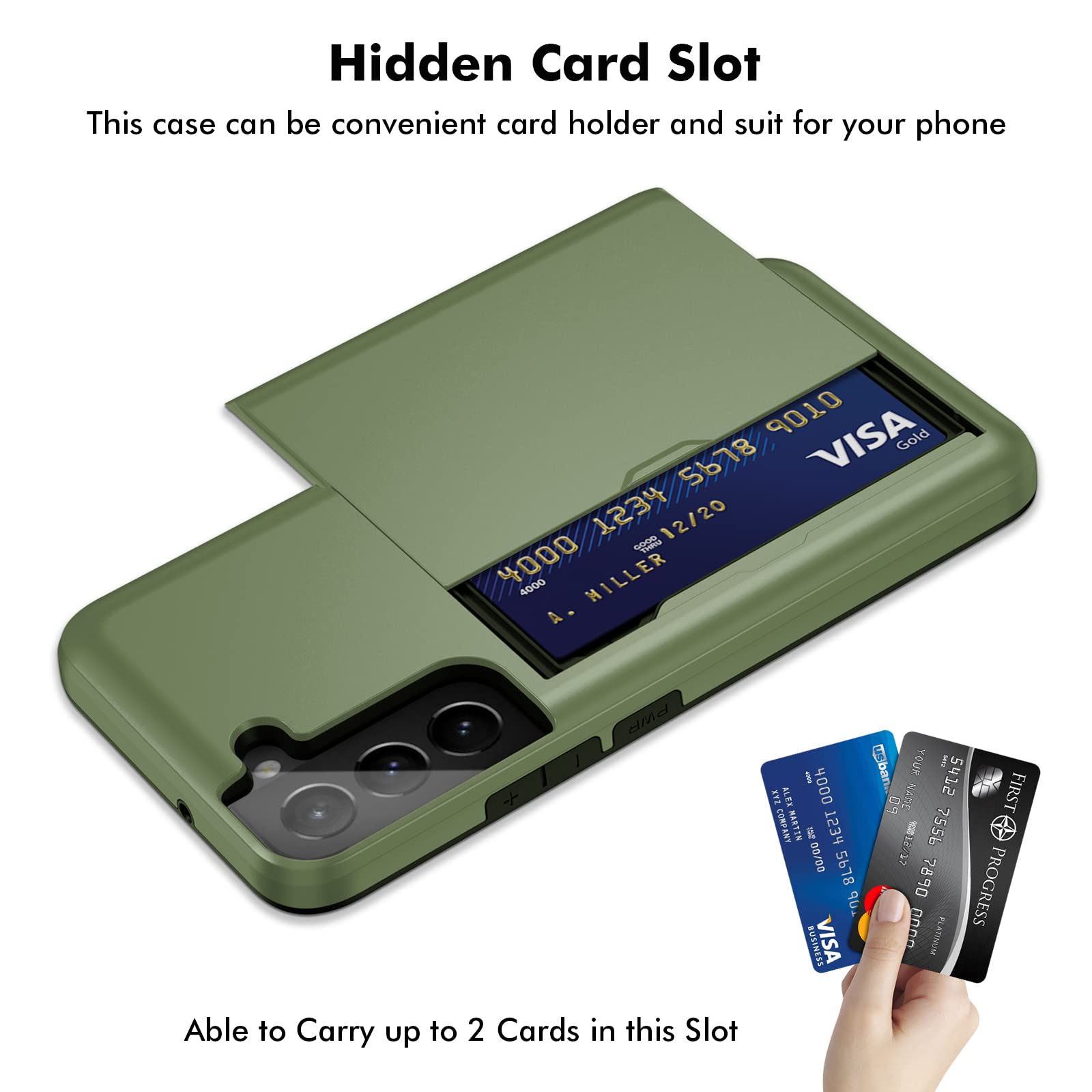 Jiunai For Samsung S22 Case, Galaxy S22 Case Credit Card Ids Cash Holder Shell Wallet Case Slide Cover Dual Layer Hard Pc Rubber