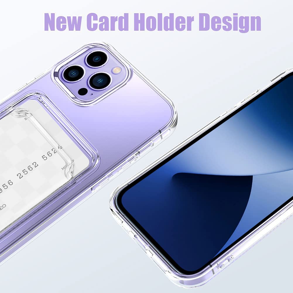 Mzelq Silicone Wallet For Iphone 14 Pro Max Case, Card Holder Camera Protection Cover For Iphone 14 Pro Max Case + Screen Protec