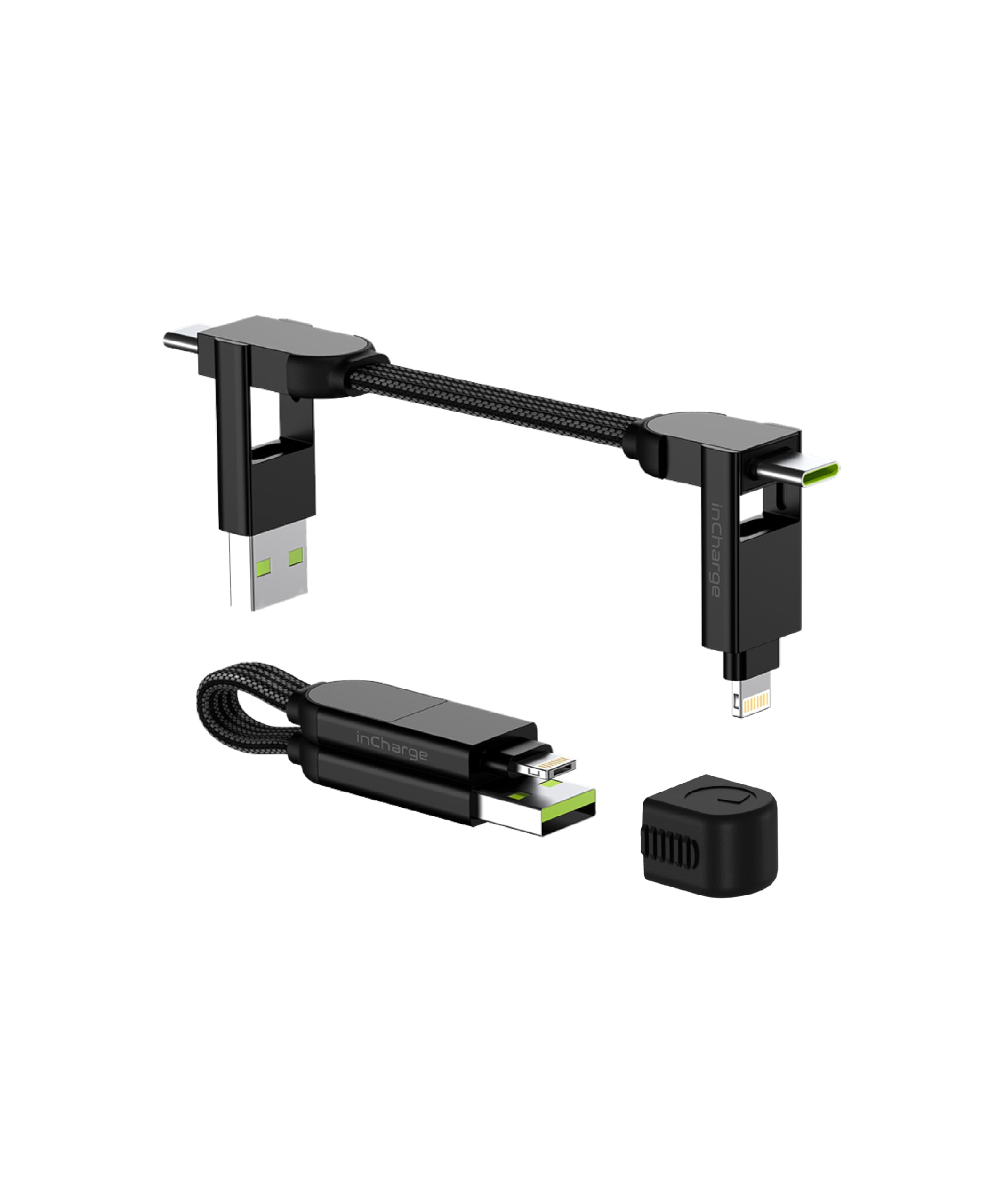 Rolling Square Incharge X, Multi Charging Cable, Portable Keychain Charger Cable, 6 In 1 With 100W Ultra Fast Charging Power, La