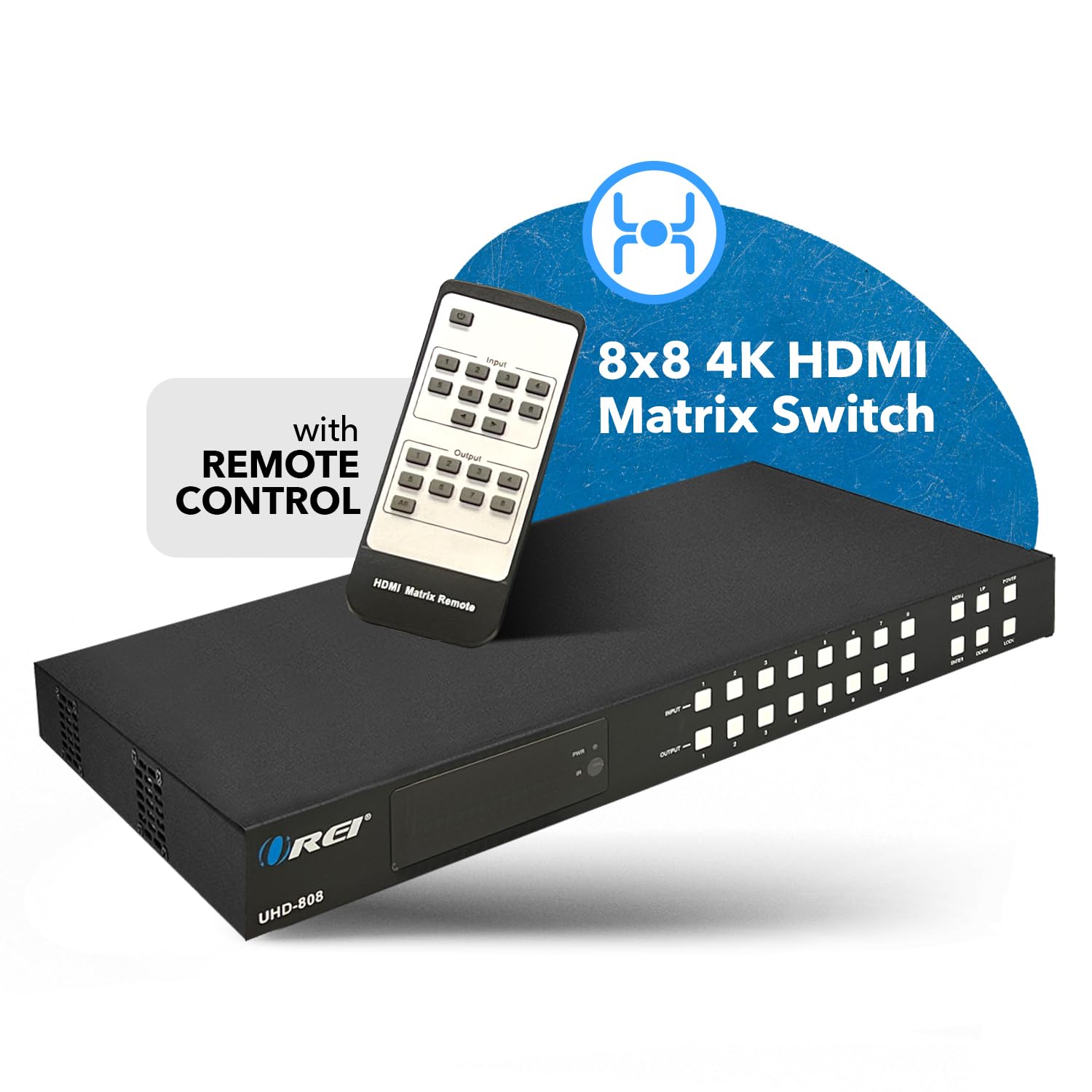 Orei 8X8 Hdmi 4K Matrix Switch/Splitter, (8 Input, 8 Output) With Remote Control Supports Ultrahd 4K@60Hz 4:4:4, Hdr, Yuv, Hdmi