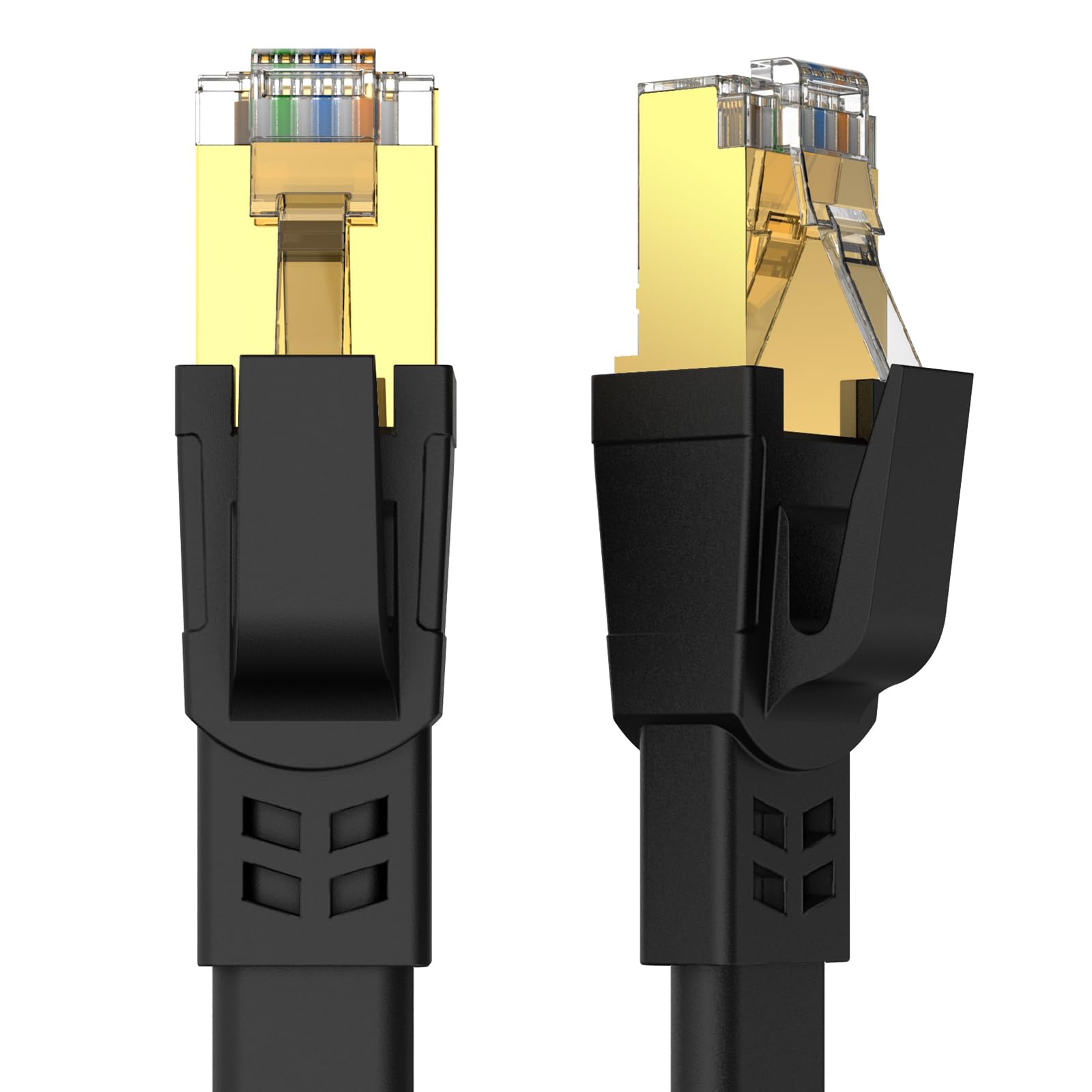 Qiuean Cat8 Ethernet Cable 20Ft, High Speed Heavy Duty Cat8 Lan Network Cable 40Gbps, 2000Mhz With Gold Plated Rj45 Connector For Modem, Router, Switch, Gaming, Xbox   Black