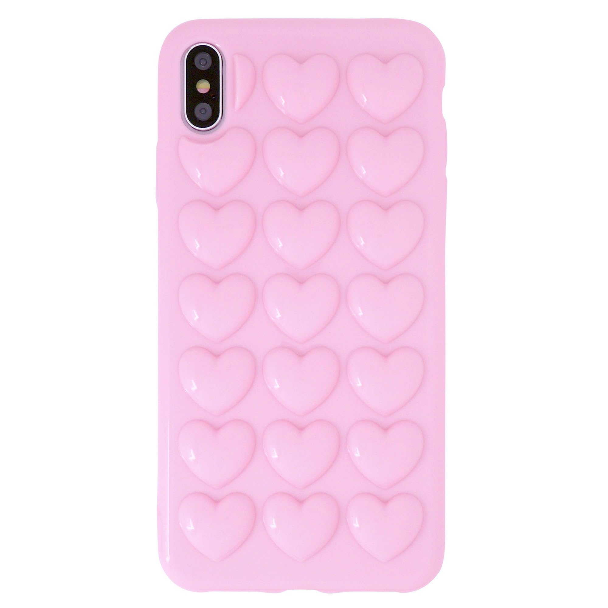DMaos for iPhone Xr Case for Women, 3D Pop Bubble Heart Kawaii Gel Cover, Cute Girly for iPhone 10r 6.1 inch - Pink