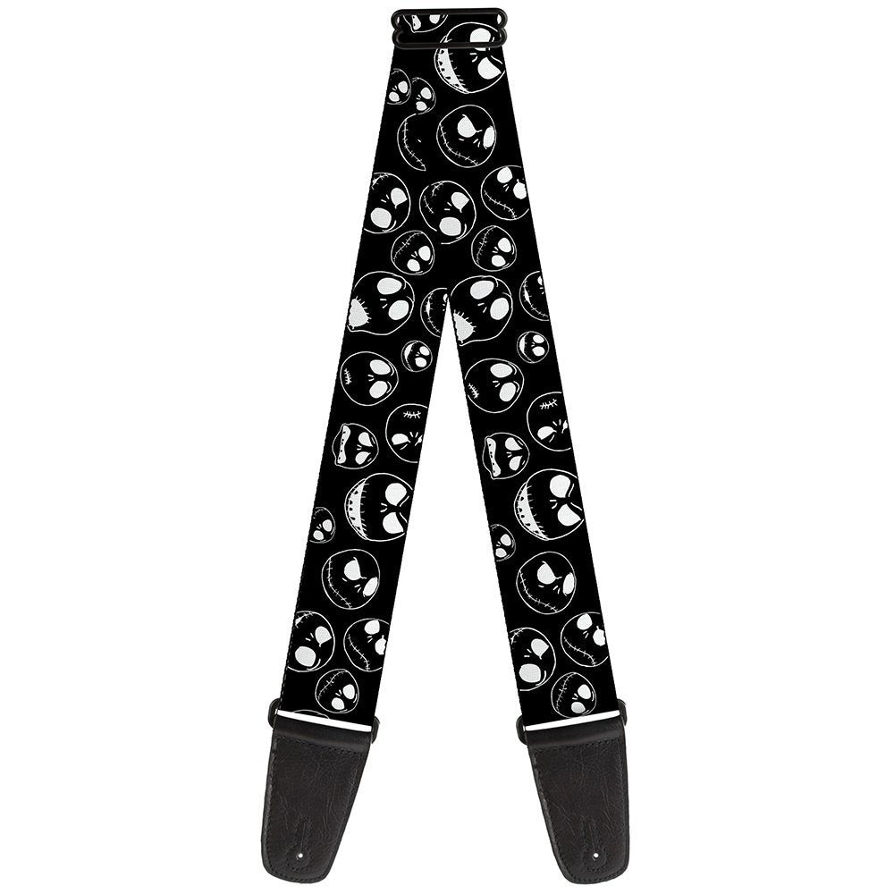 Buckle Down Guitar Strap   Jack Outline Expressions Scattered Black/White   2'' Wide   29 54'' Length