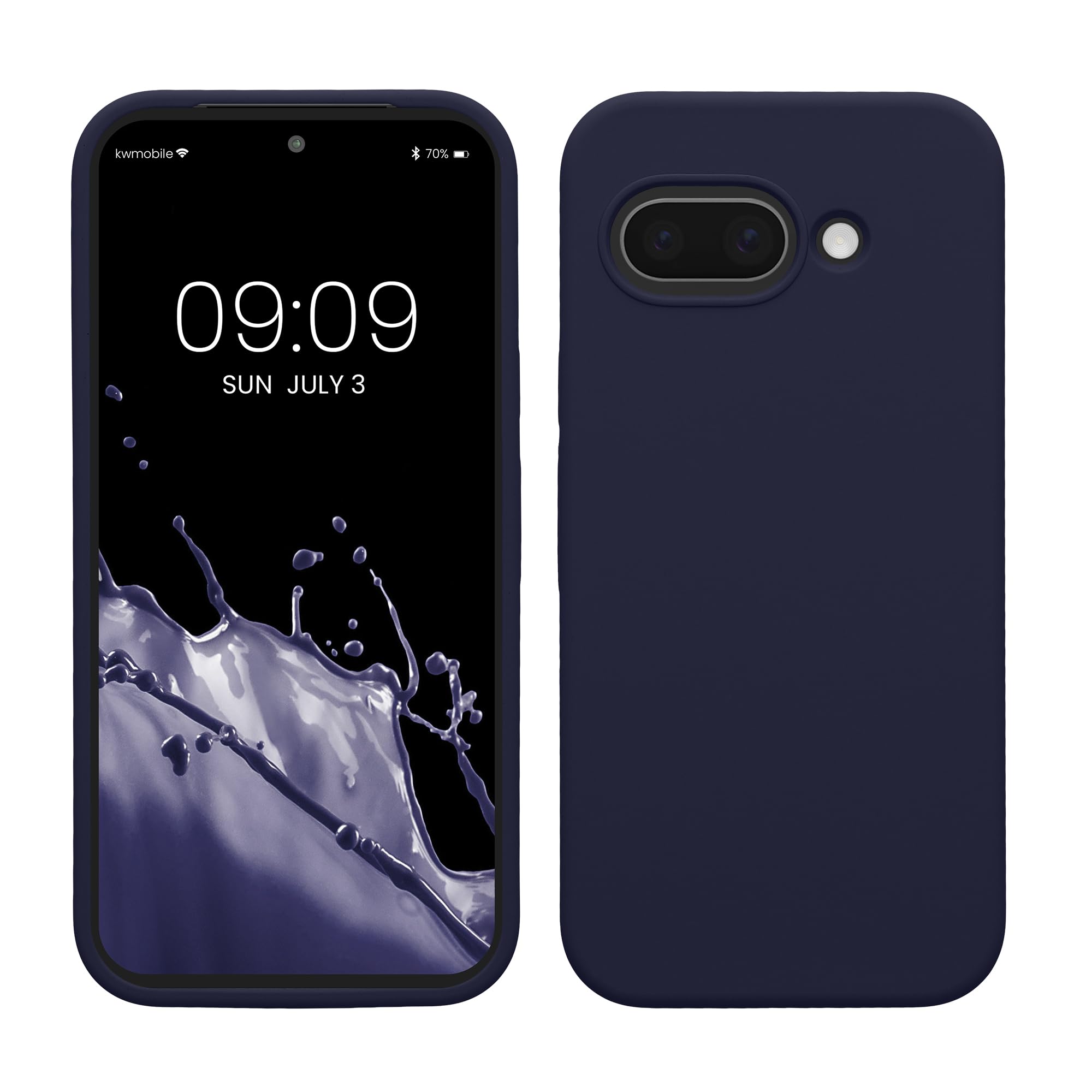 kwmobile Case Compatible with Google Pixel 9a Case - TPU Silicone Phone Cover with Soft Finish - Deep Ocean
