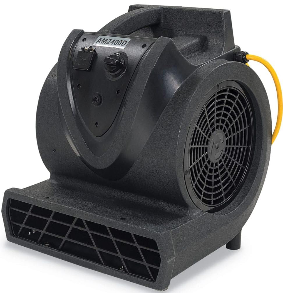 Viper Cleaning Equipment 50000390 AM2400D Air Mover, 120V, 60 Hz, 3 Motor Speeds, 1/3 hp Motor, Roto-Mold Housing, 21 Power Cor