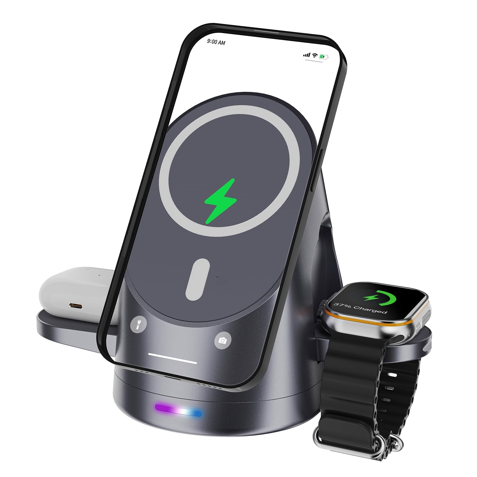Magnetic 3 in 1 Wireless Charger for iPhone Series& AirPods& iWatch