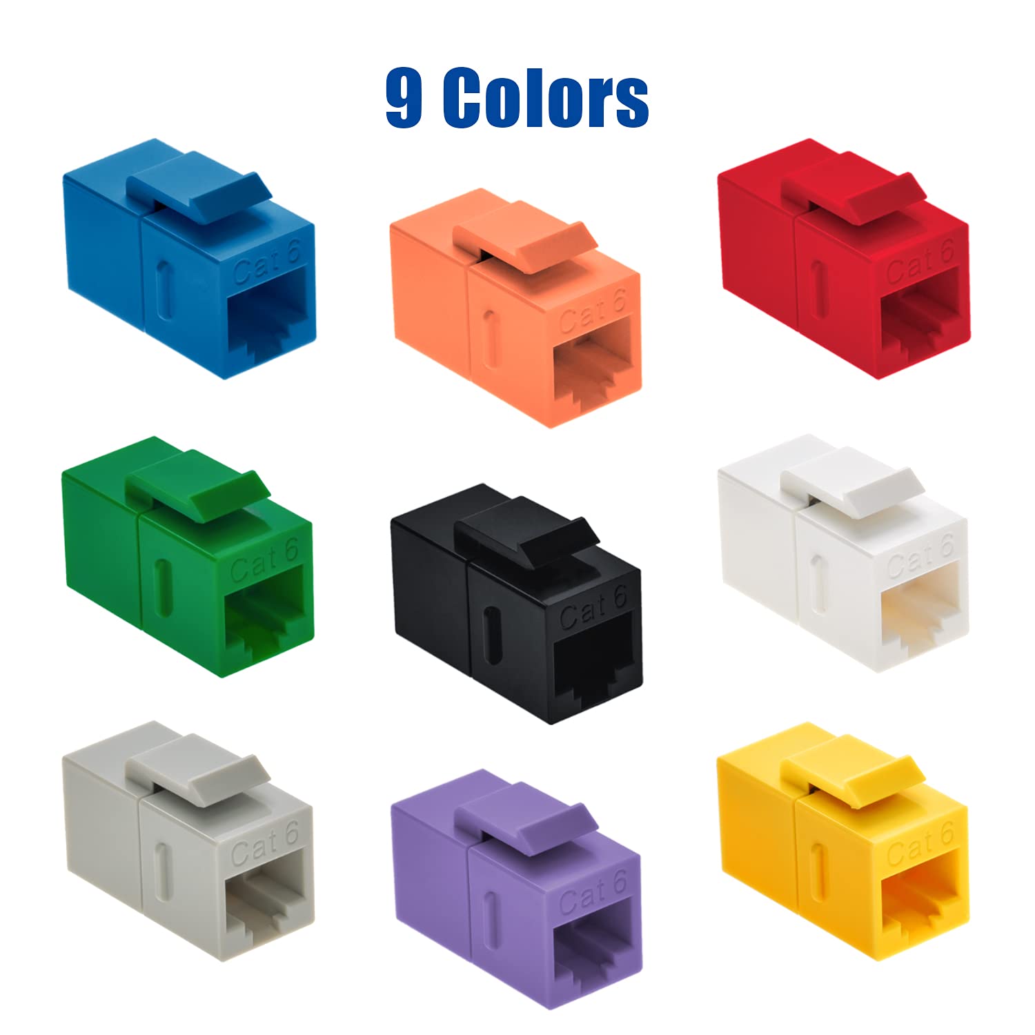 Beszin Cat.6 Rj45 Inline Coupler With Keystone Latch, Female Female [50 Micron Gold Plated] (10 Pack, Blue)