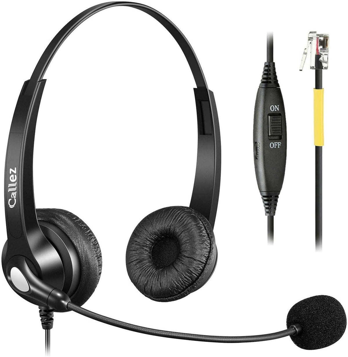Callez Office Phone Headset With Microphone Noise Cancelling, Rj9 Telephone Headsets Compatible With Yealink Voip Phone T46S T48