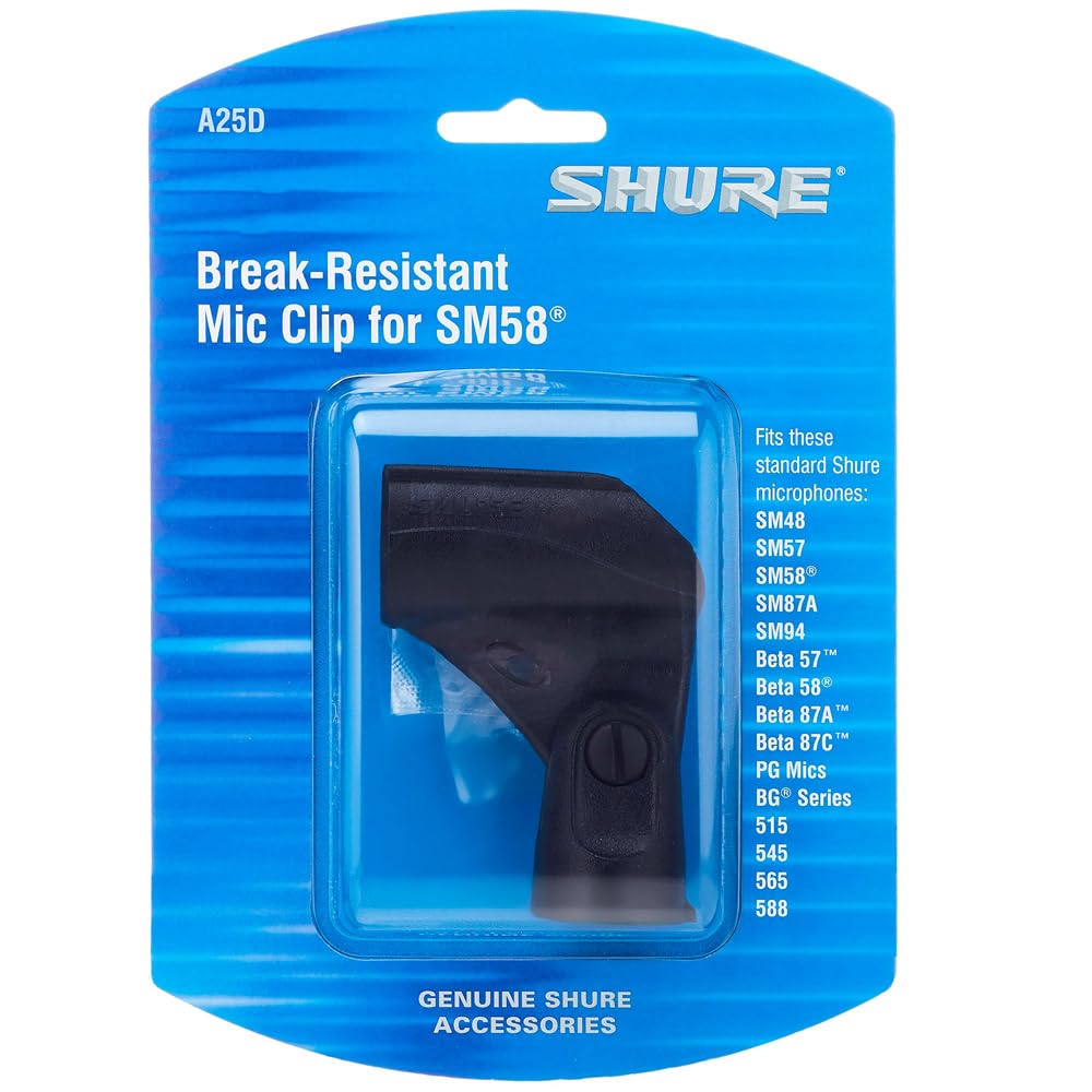 Shure A25D Microphone Clip - Stand Adapter For Handheld Mics With 3/4 (25-30Mm) Barrel Diameter, Pga48, Pga57, Pga58, Pga81, Sm4