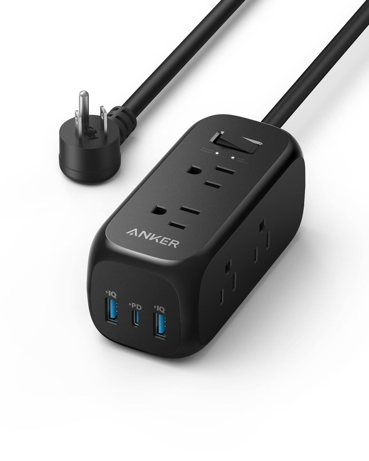 Anker 332 Usb C Power Strip Surge Protector(300J),6 Outlets And 20W Power Delivery For Iphone 15/15 Plus/15 Pro/15 Pro Max, 3 Si