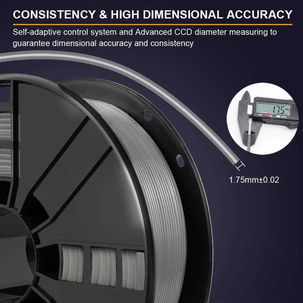 Novamaker Petg 3D Printer Filament, Grey Petg Filament 1.75Mm, Petg 1Kg Spool(2.2Lbs), Dimensional Accuracy +/- 0.03Mm