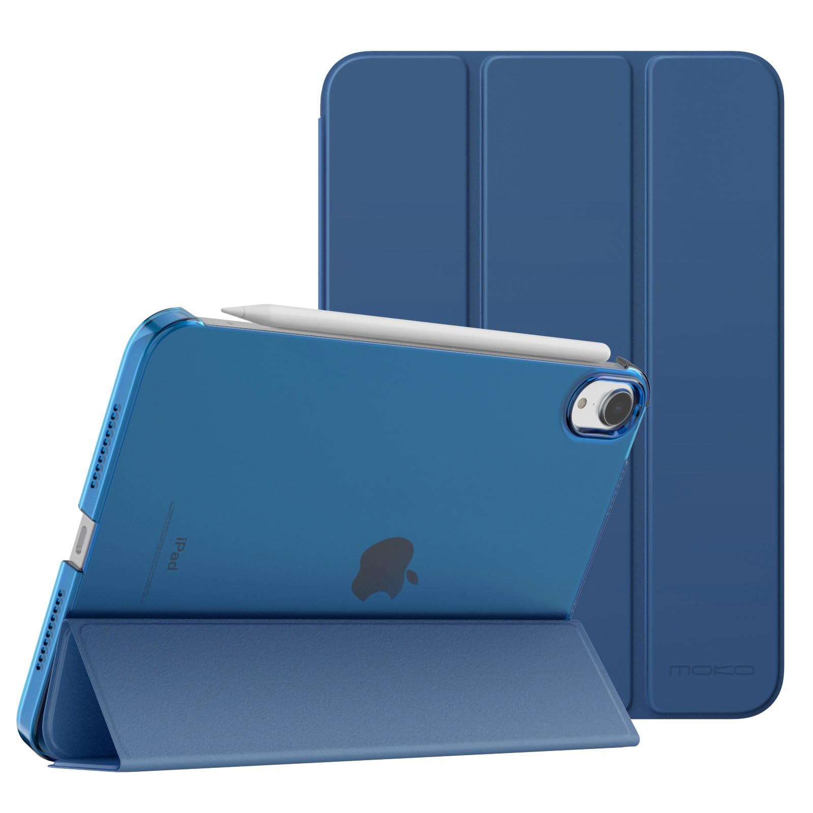 MoKo for iPad Mini 7 (A17 Pro) Case 2024,iPad Mini 6 Case 2021,8.3 inch iPad Mini 7th/6th Generation Case,Slim Lightweight Hard Back Shell Stand Cover for iPad Mini 2024 with Touch ID, Navy Blue