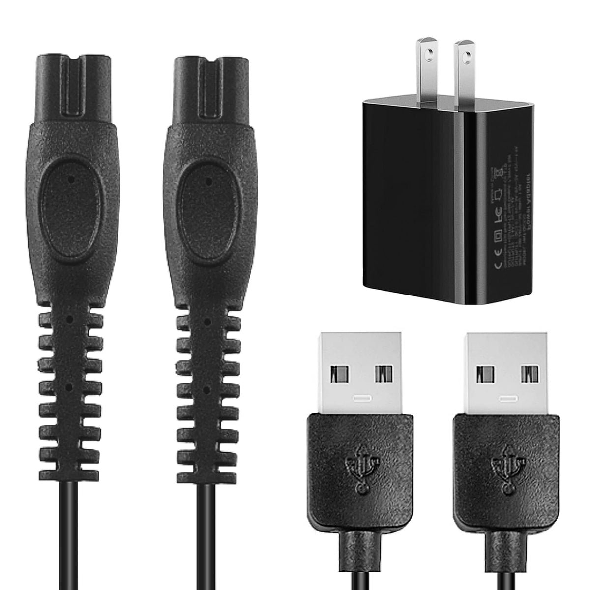 Qjin Usb A Charging Cable Wall Power Adapter For Philips Norelco 2400 Qp2724/90, Qp2834/70, S7887/82, S5880/81, X3001/90, Mg9520
