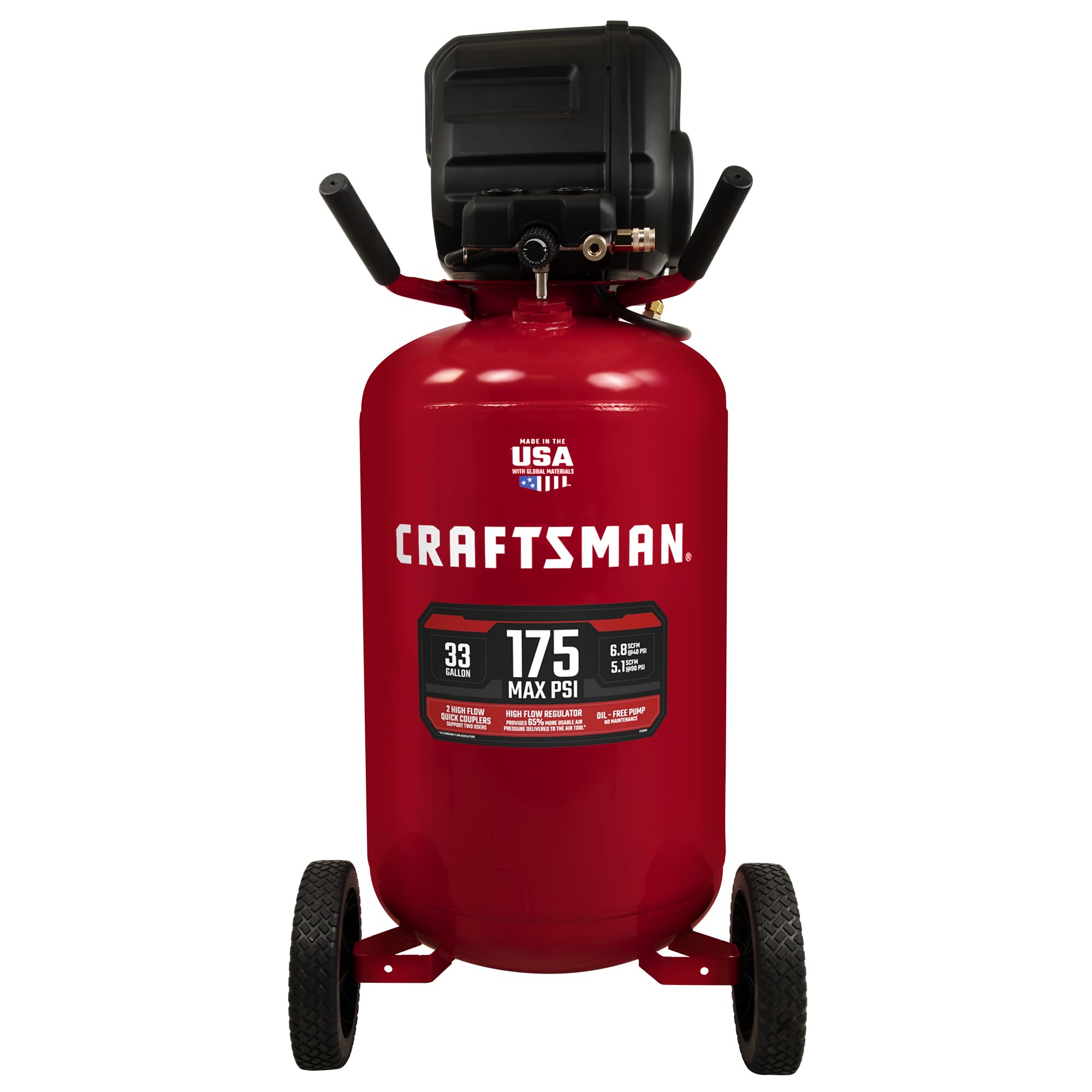 CRAFTSMAN 33 Gallon Air Compressor, 175 Max PSI, Portable Air Compressor, Vertical Air Compressor for Heavy-Duty Use, Ideal for