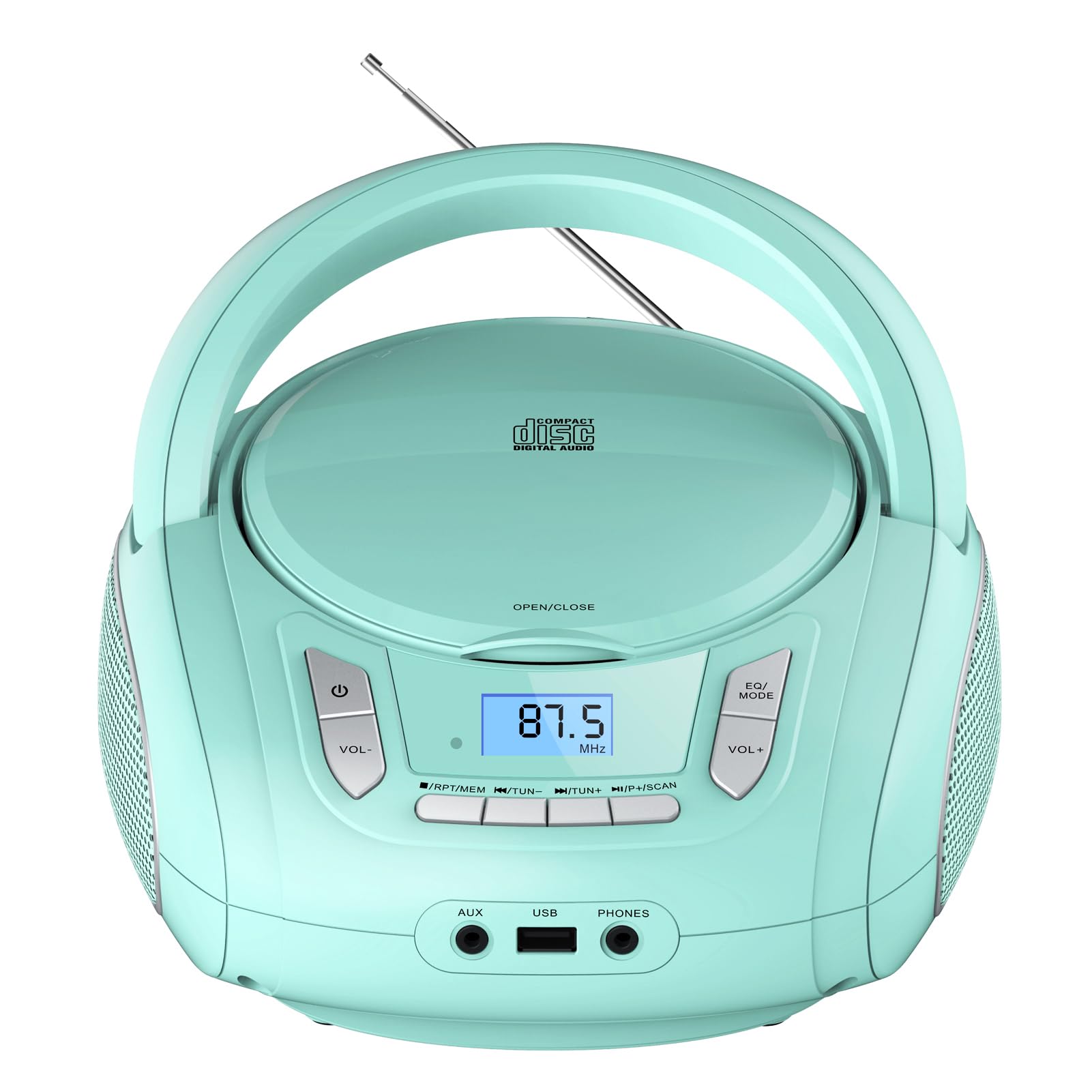 Portable Cd Player Boombox With Bluetooth,Fm Radio,Usb Mp3 Playback,Aux In,Headphone Jack,Cd R/Rw And Mp3 Cds Compatible,Cd Play