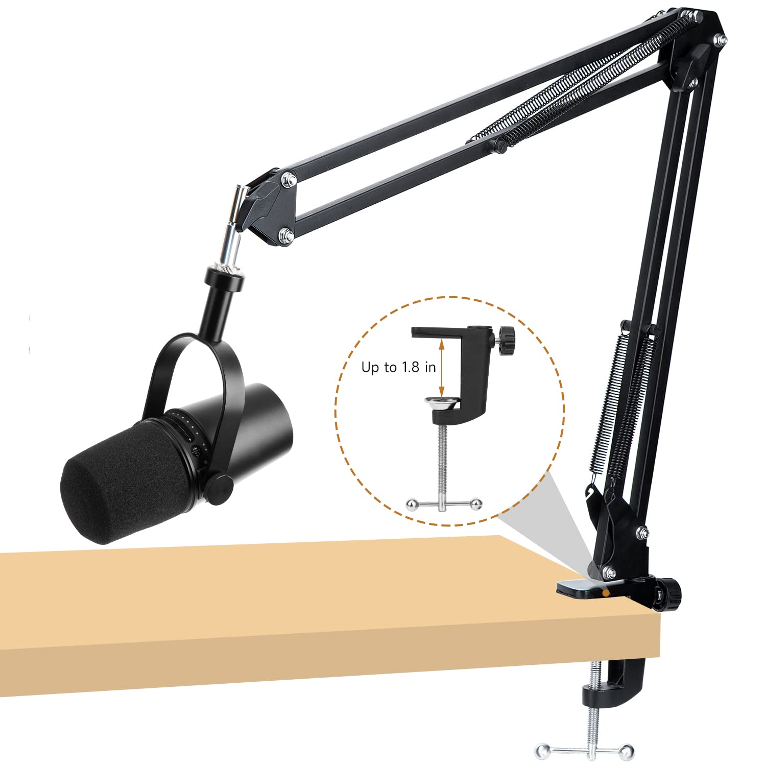 For Shure Mv7 Boom Arm   Upgraded Mic Arm With Reduce Wind Noises Mic Foam Cover, 3/8'' To 5/8'' Adapter Compatible With Most Mi