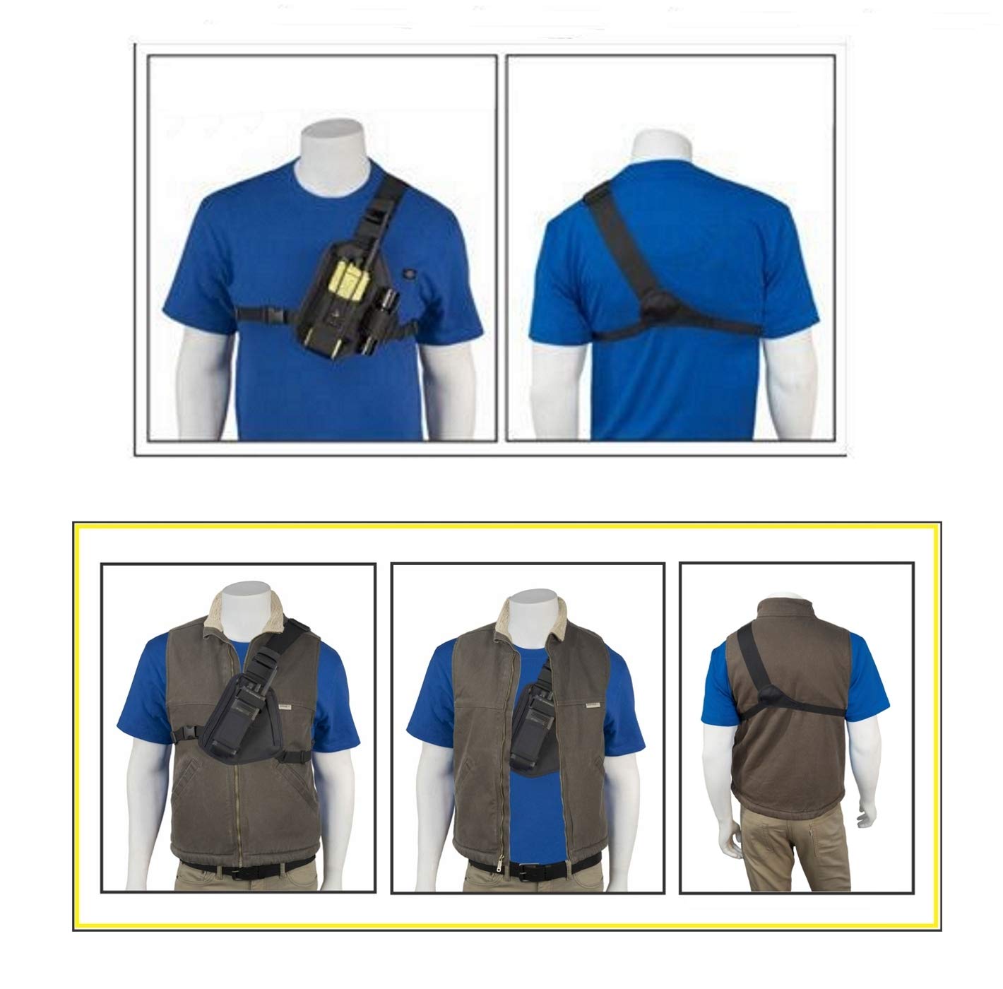 Holsterguy Rch-101U Universal Radio Chest Harness Shoulder Holster Pack - Adjustable Single Pouch For Two-Way Radios, Motorola A