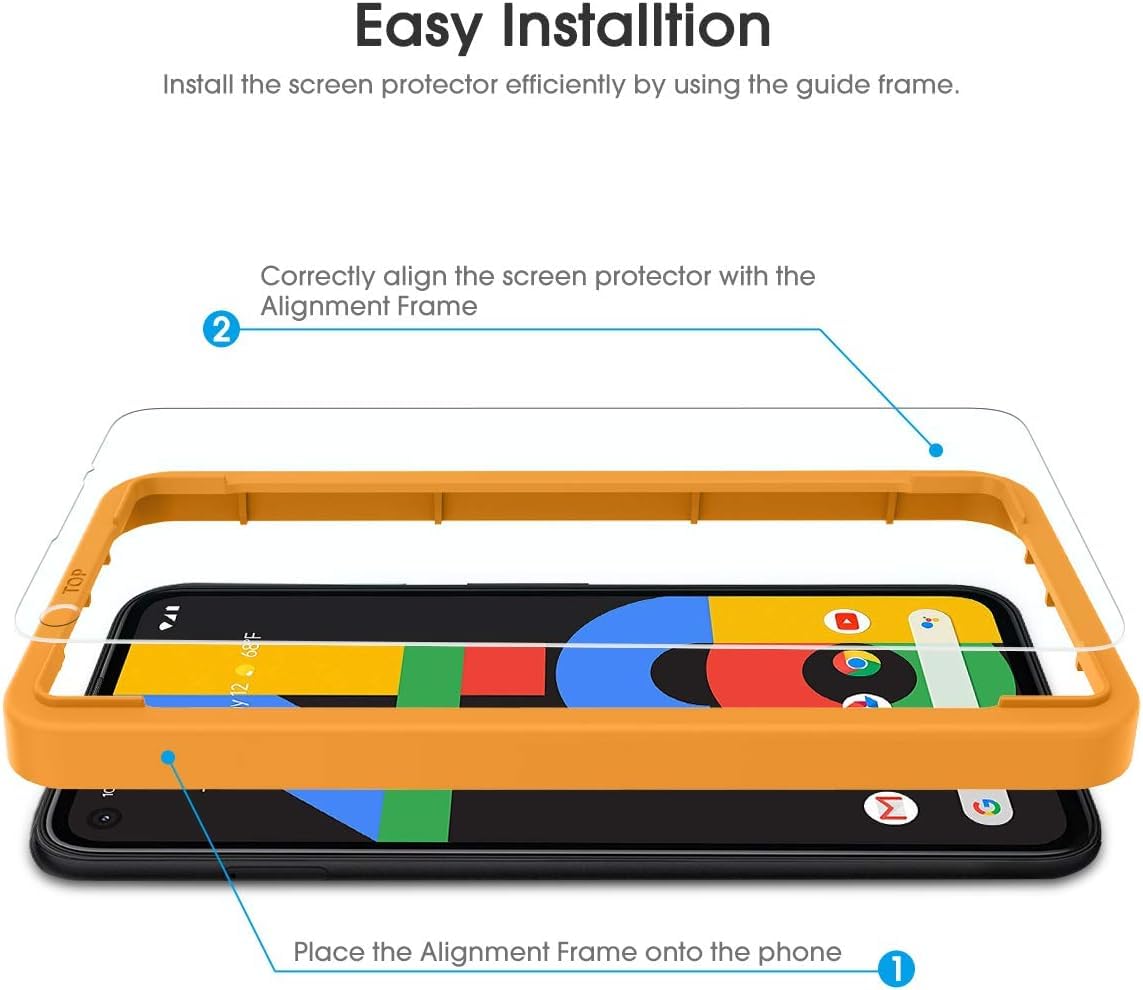 Omoton [4 Pack] Screen Protector For Google Pixel 4A (Not Fit For 4A 5G), Scratch Resistant/Easy Install/Bubble Free/Tempered Gl