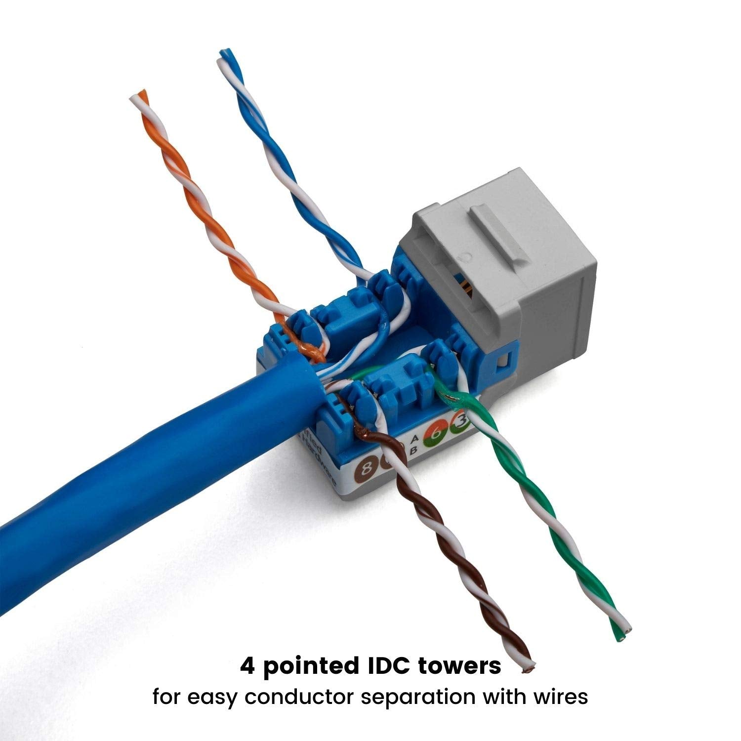 Truecable Cat6A Keystone Jack, Unshielded (Utp), 90 Degree Punch Down, Poe++ (4Ppoe), Ul Listed, Etl Verified, Ansi/Tia Certified, Modular Rj45 Female, Gray, 12 Pack