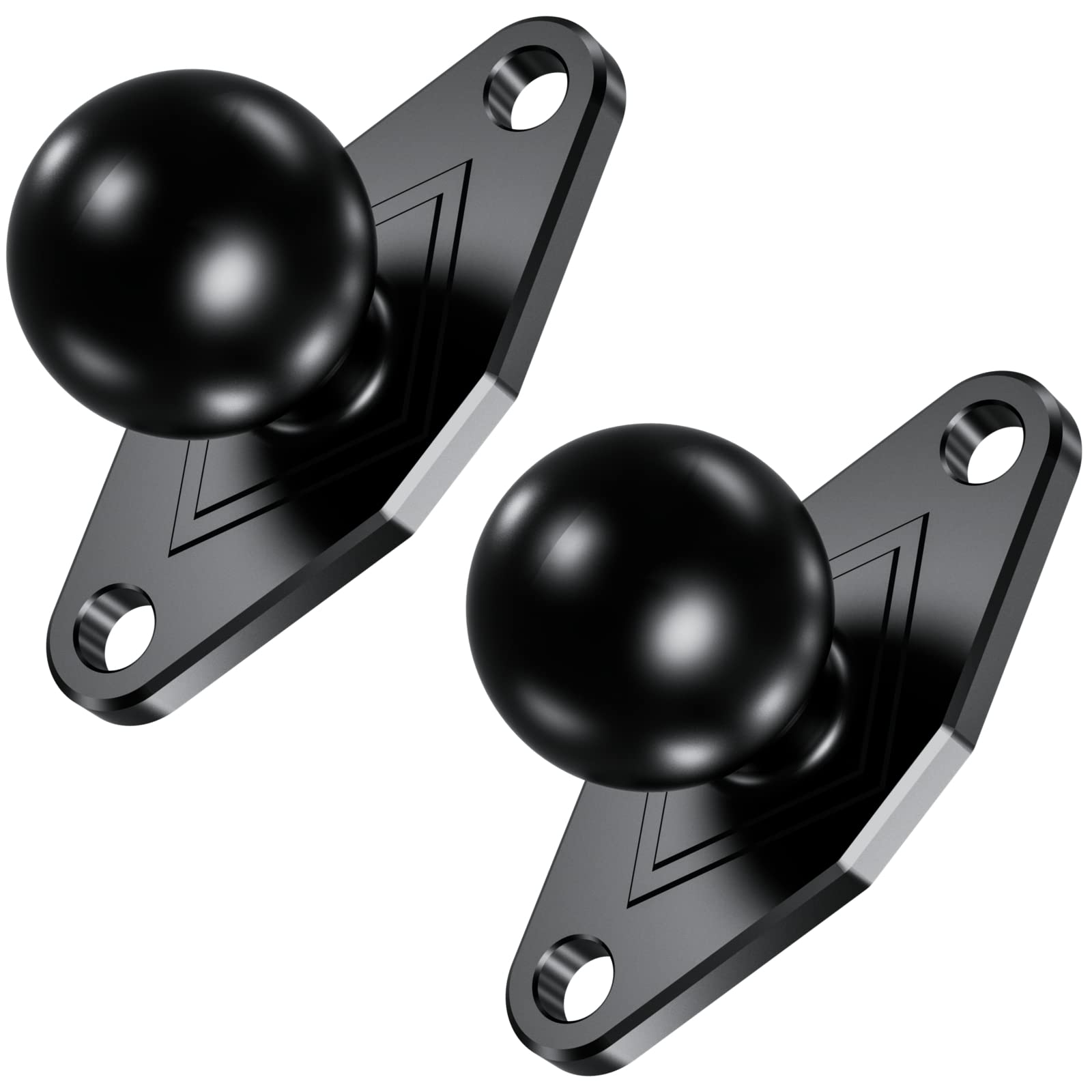 Brcovan 2 Pack, Aluminum Alloy Diamond Mount Base With 1'' Tpu Ball Features Industry Standard Amps Hole Pattern Compatible With Ram Mounts B Size 1 Inch Ball Double Socket Arm