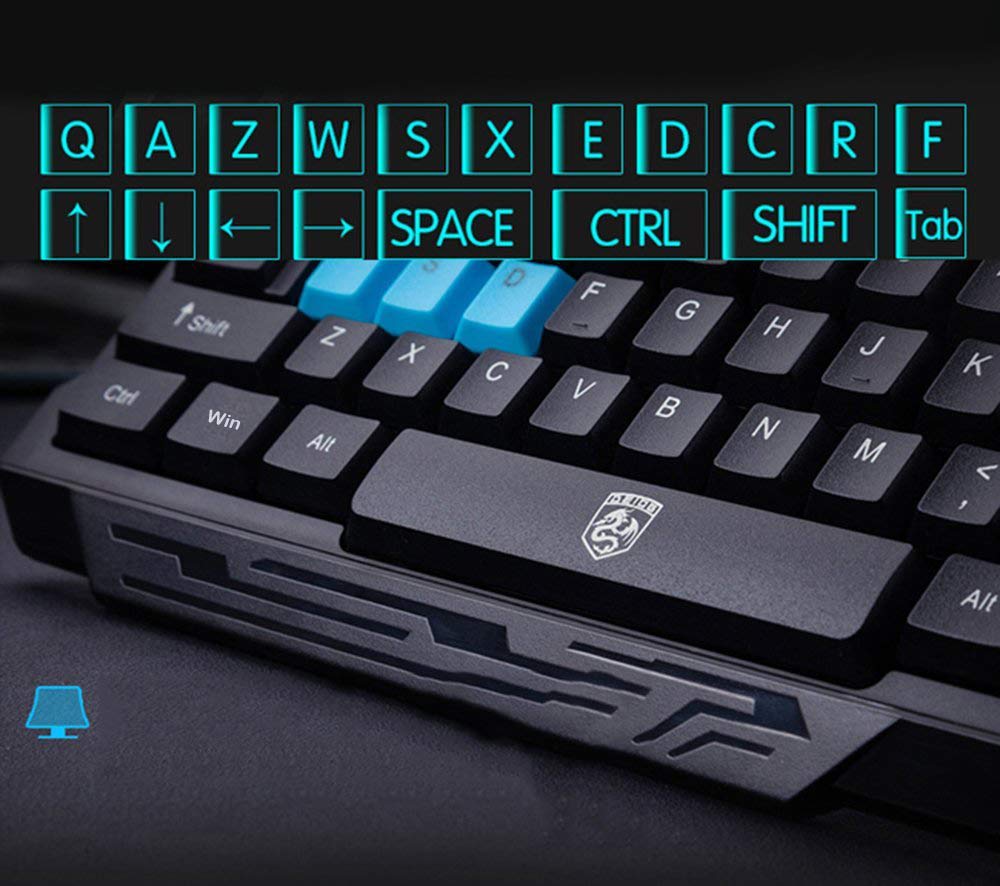 Soke-Six Wireless Gaming Keyboard & Mouse Combo, Waterproof, Ergonomic Design, 2.4GHz, Black - Perfect for Desktop & Laptop Use