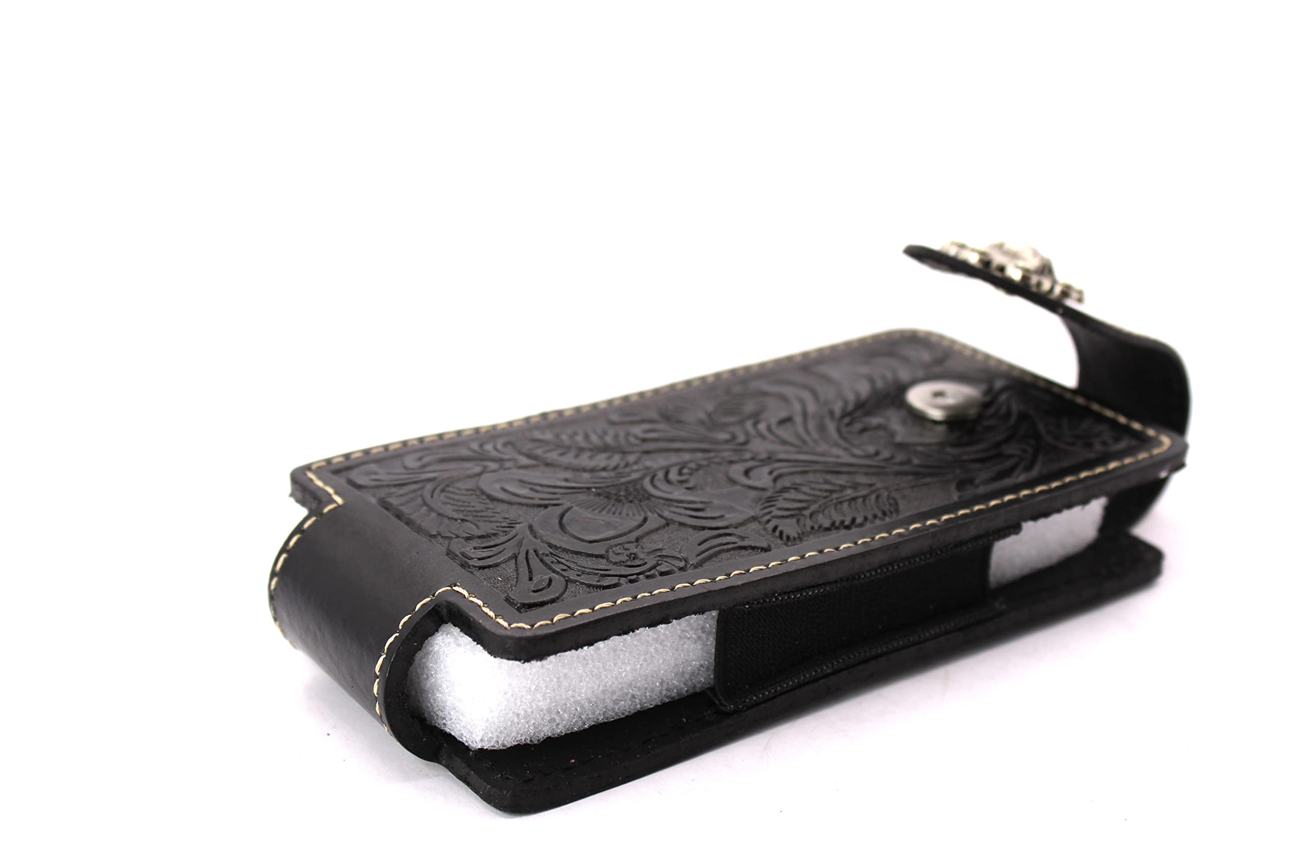 West Star Leather Phone Holster Universal Cellphone Holder Pouch With Belt Loop Magnetic Closure 6''X3'' 342B Horse Bk