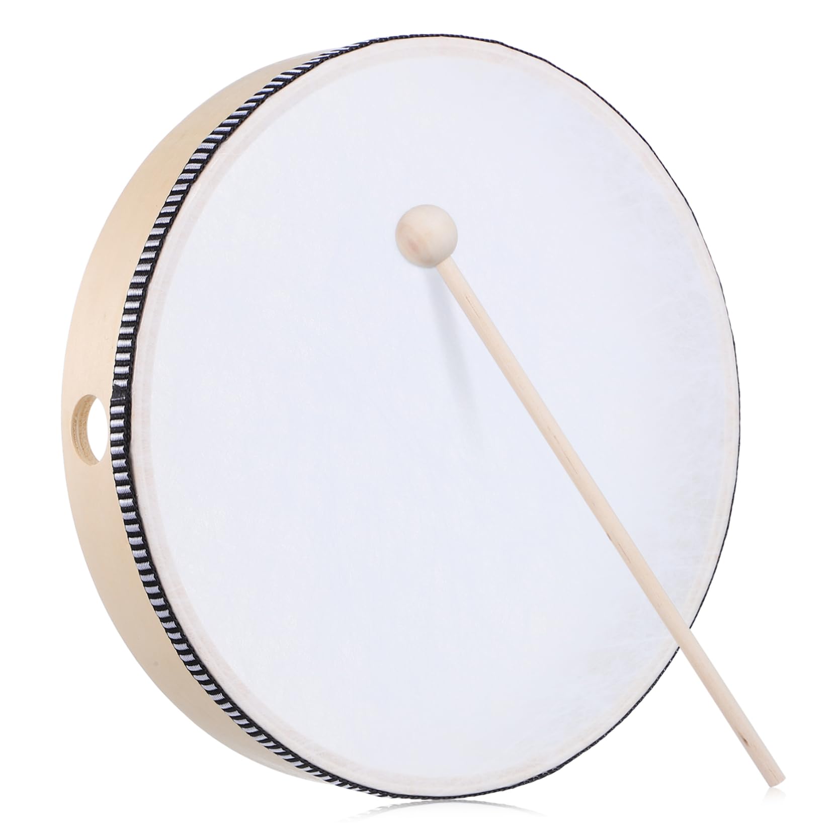 Besportble Wood Frame Hand Drum With Drumsticks Percussion Instrument For Adults Singing And Dancing 12Inch Portable Drumming E