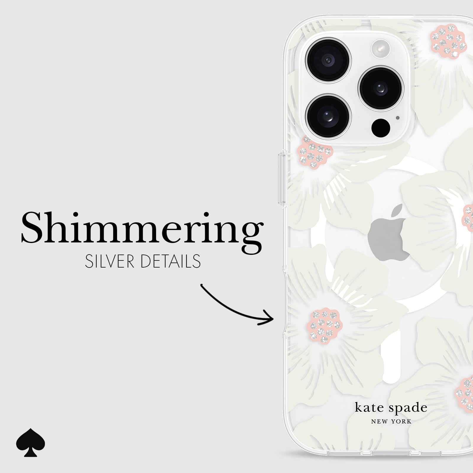 Kate Spade New York Iphone 16 Pro Case   Compatible With Magsafe   Designer Phone Case   Hollyhock Cream Floral