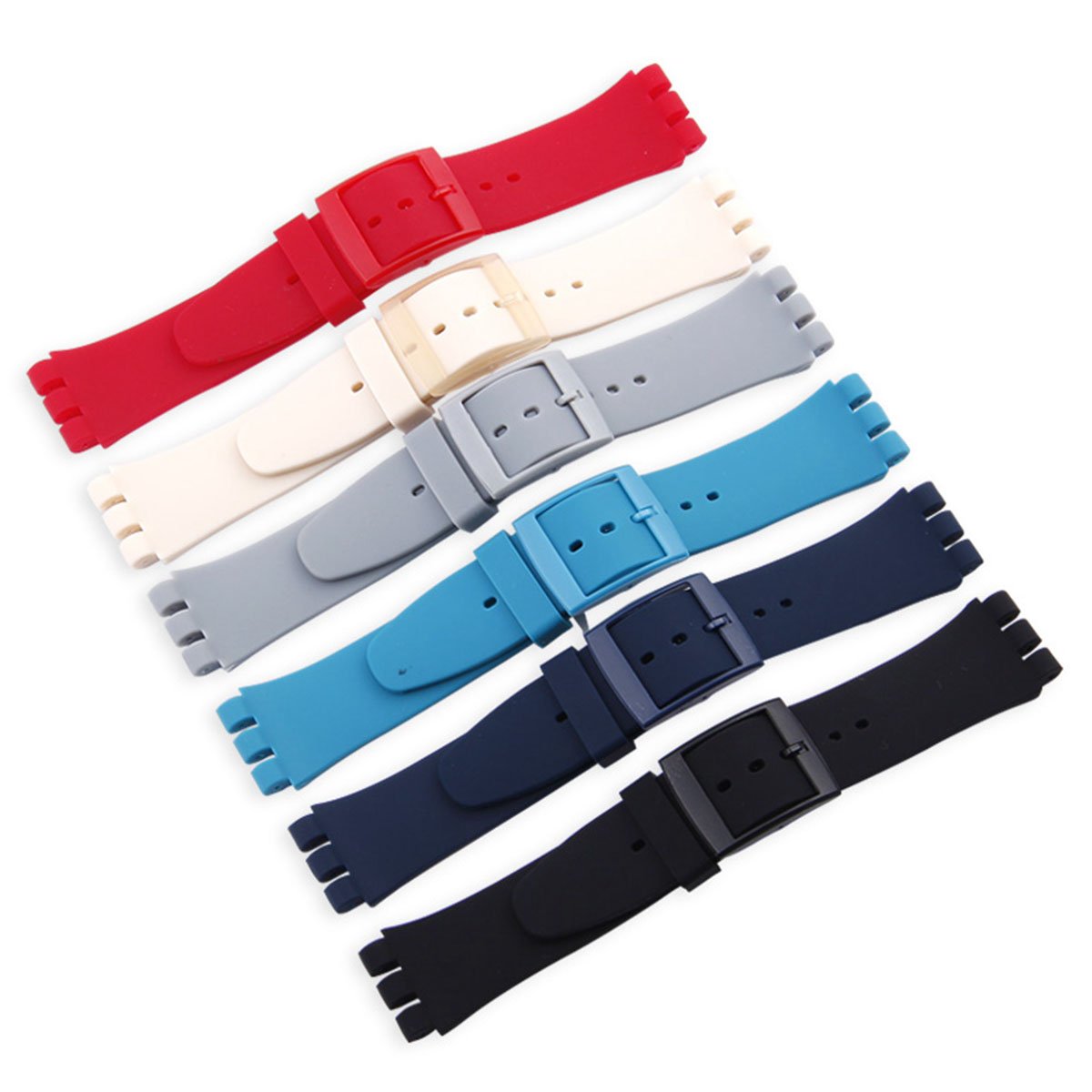 Greenolive Ultra Thin Replacement Waterproof Silicone Rubber Watch Strap Watch Band For Swatch Skin Series (16Mm, Black)