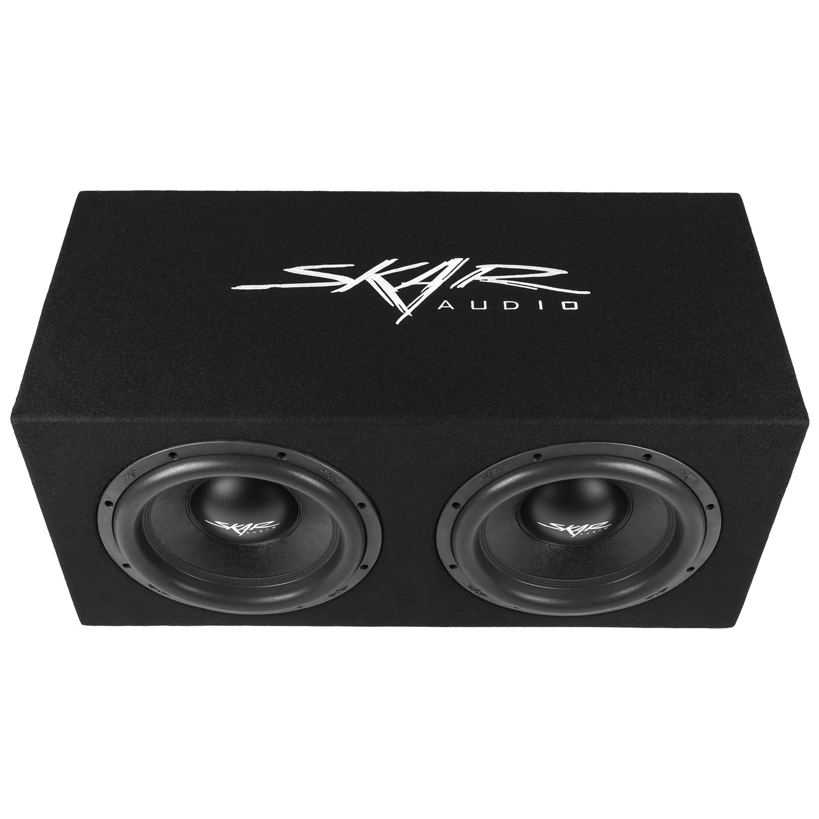 Skar Audio Dual 12" SVR Series Vented Subwoofer Enclosure - 3200W, Black, Model SVR-2X12D4, Loaded Wood Design