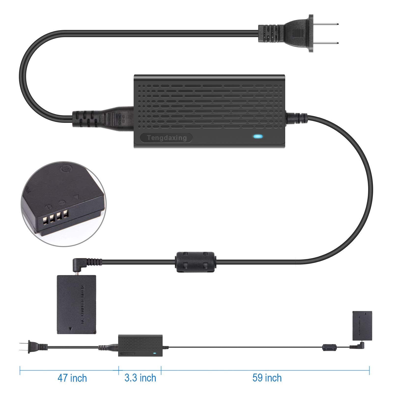 Tengdaxing Ack E12 Power Adapter Lp E12 Wired Dummy Battery Kit For Canon Eos M, M2, M10, M50, M50 Mark Ii, M100, M200, Kiss M, M2 Cameras