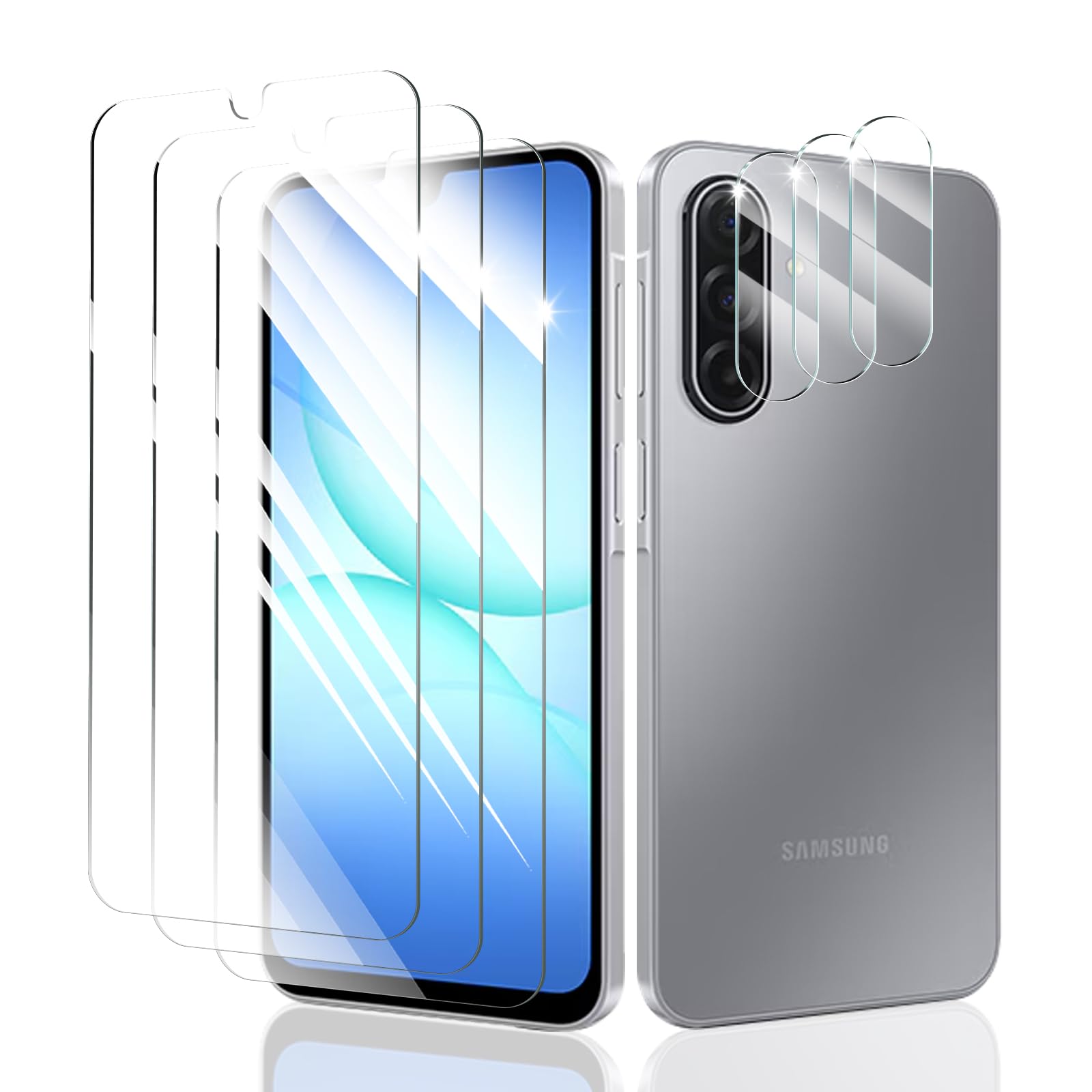 Screen Protector & Camera Lens Protector for Samsung Galaxy A17, Double Shatterproof HD Tempered Glass, High Light Transmittance