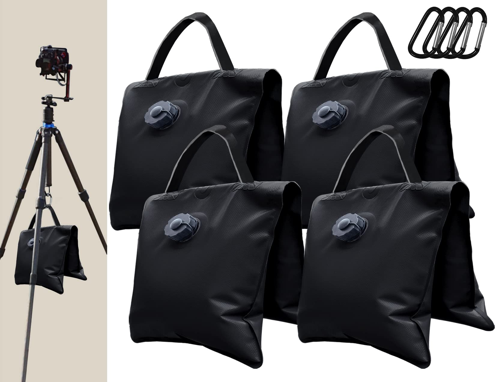 Eurmax Usa Saddle Design Water Weight Bag Heavy Duty Water Saddlebag Portable Water Bags Outdoor Weights Photo Video Studio Stand 4 Pack(Black)